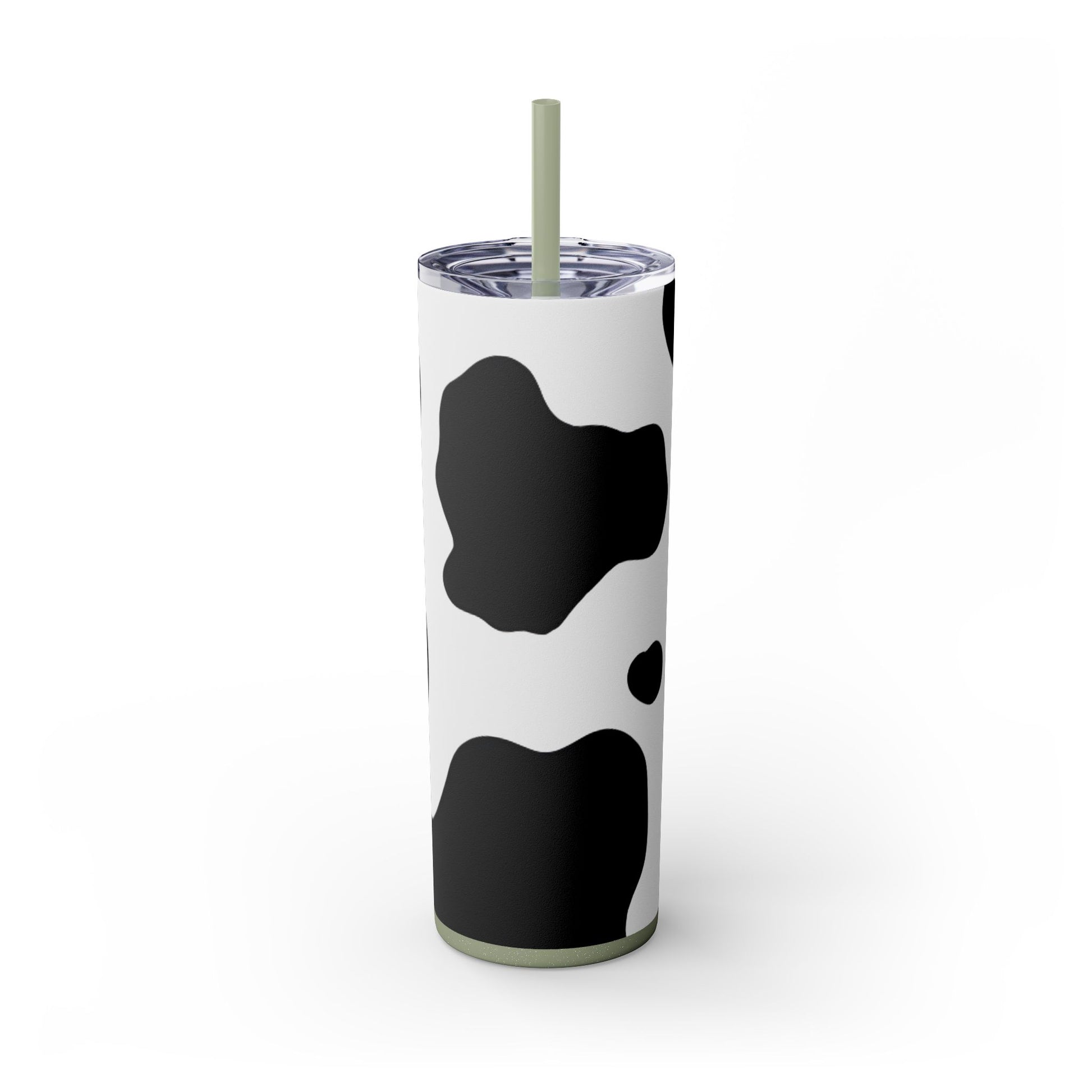 Cow Print Focus Skinny Tumbler with Straw, 20oz, Artsulli - Art is Long, Life is Short, Mug, Finish, Glossy, Color, Glitter Seascape, Size, 20oz, 33864309088305