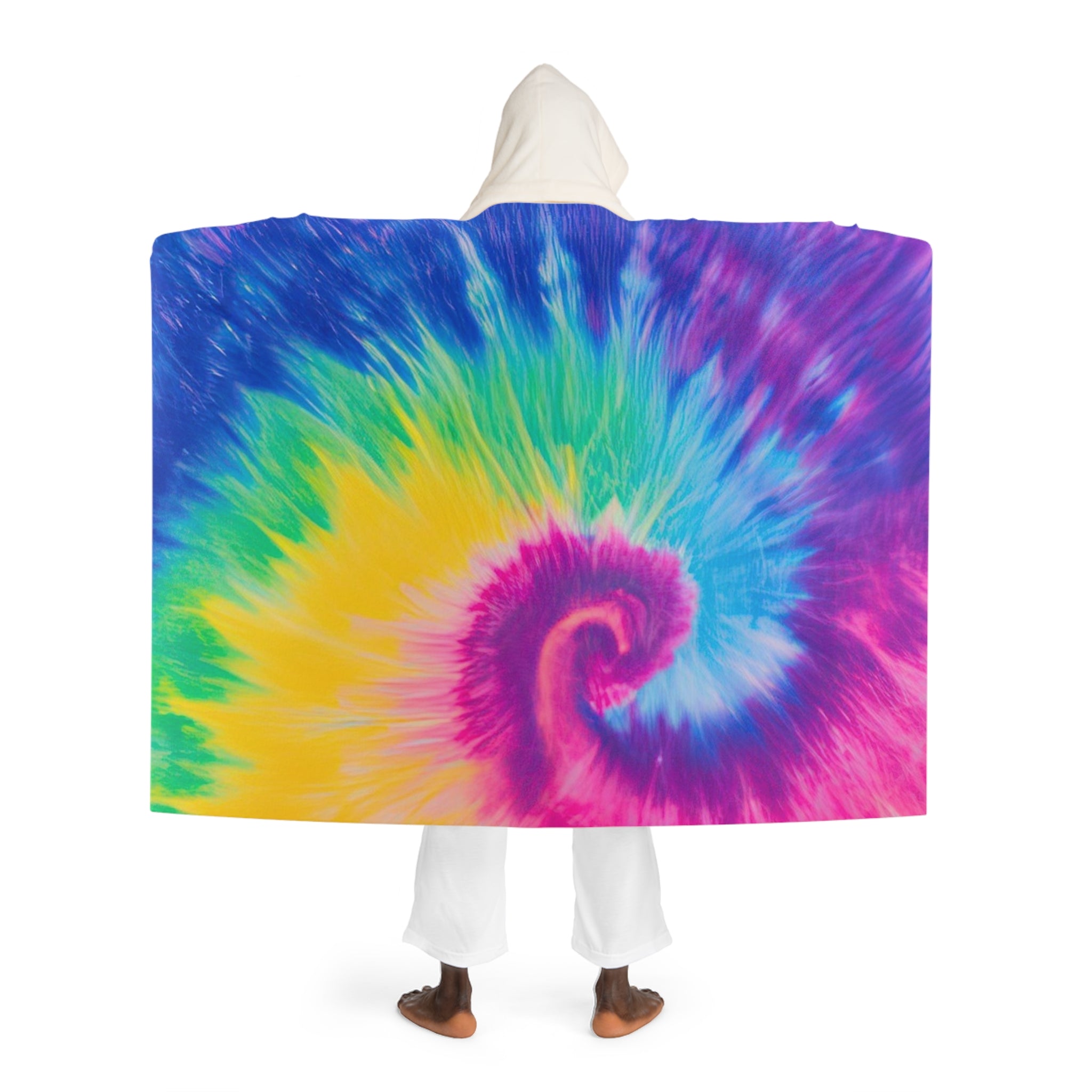 Psychedelic Tie Dye Hooded Sherpa Fleece Blanket, Artsulli - Art is Long, Life is Short, All Over Prints, , , , , , , 