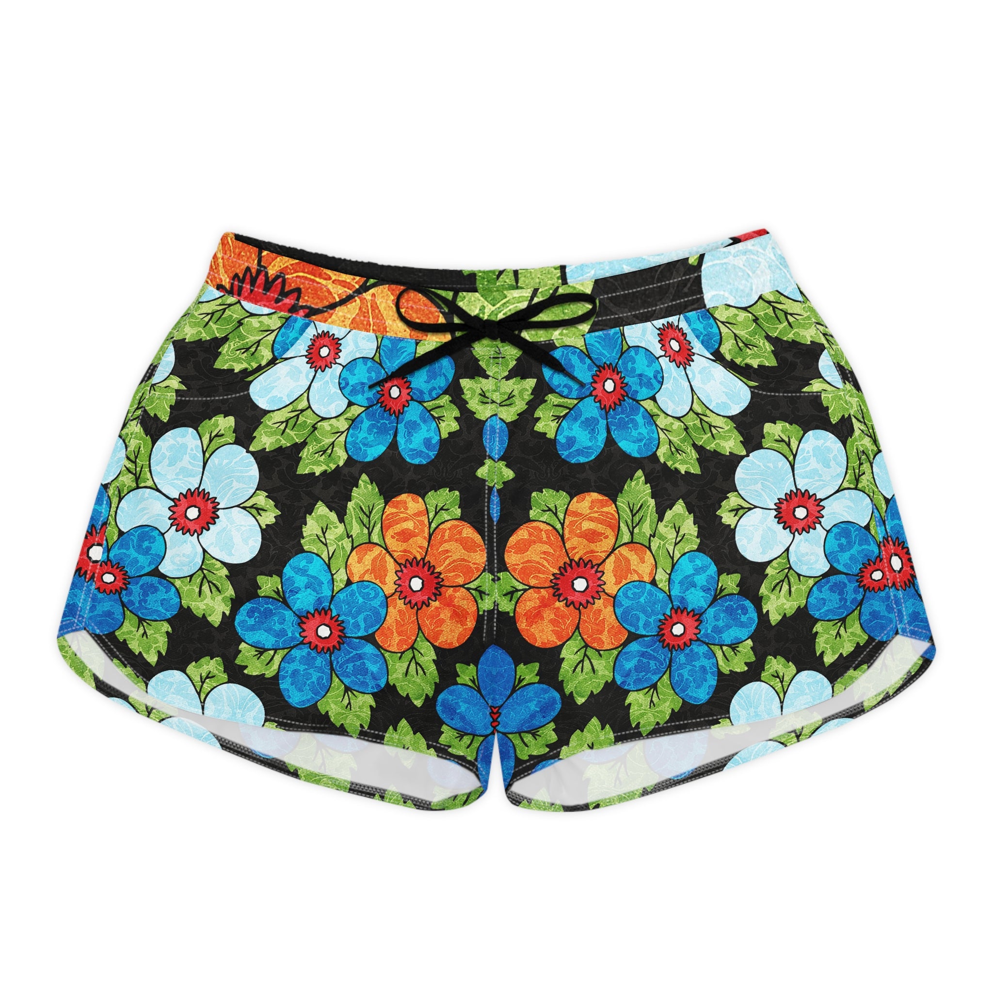 Groovy Black Floral Kl Women's Casual Shorts (AOP), Artsulli - Art is Long, Life is Short, All Over Prints, Size, S, Color, Black drawstring, , , 21697207996779630772