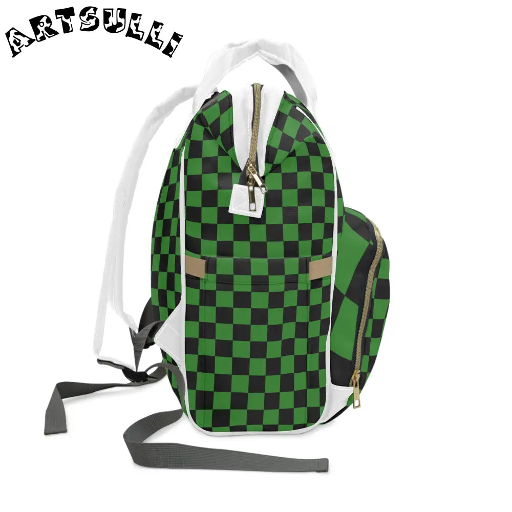 JAKKOUTTHEBXX Checkerboard Green and Black Multifunctional Diaper