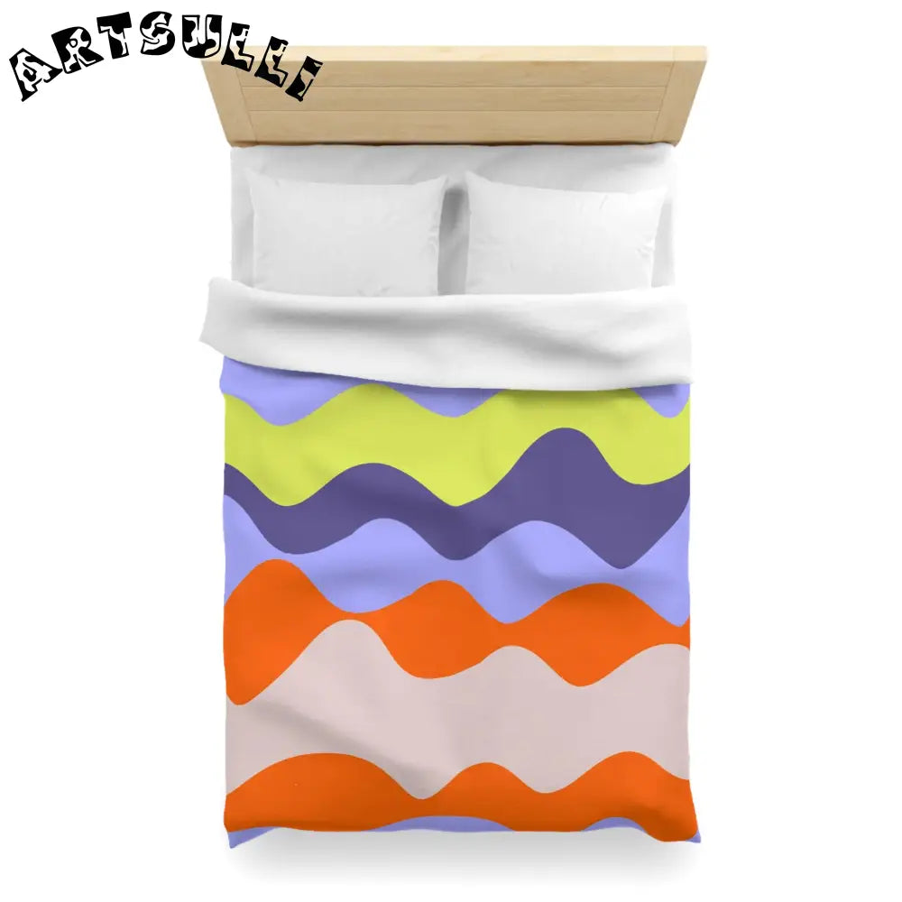 JAKKOUTTHEBXX Waves Red and Blue Microfiber Duvet Cover