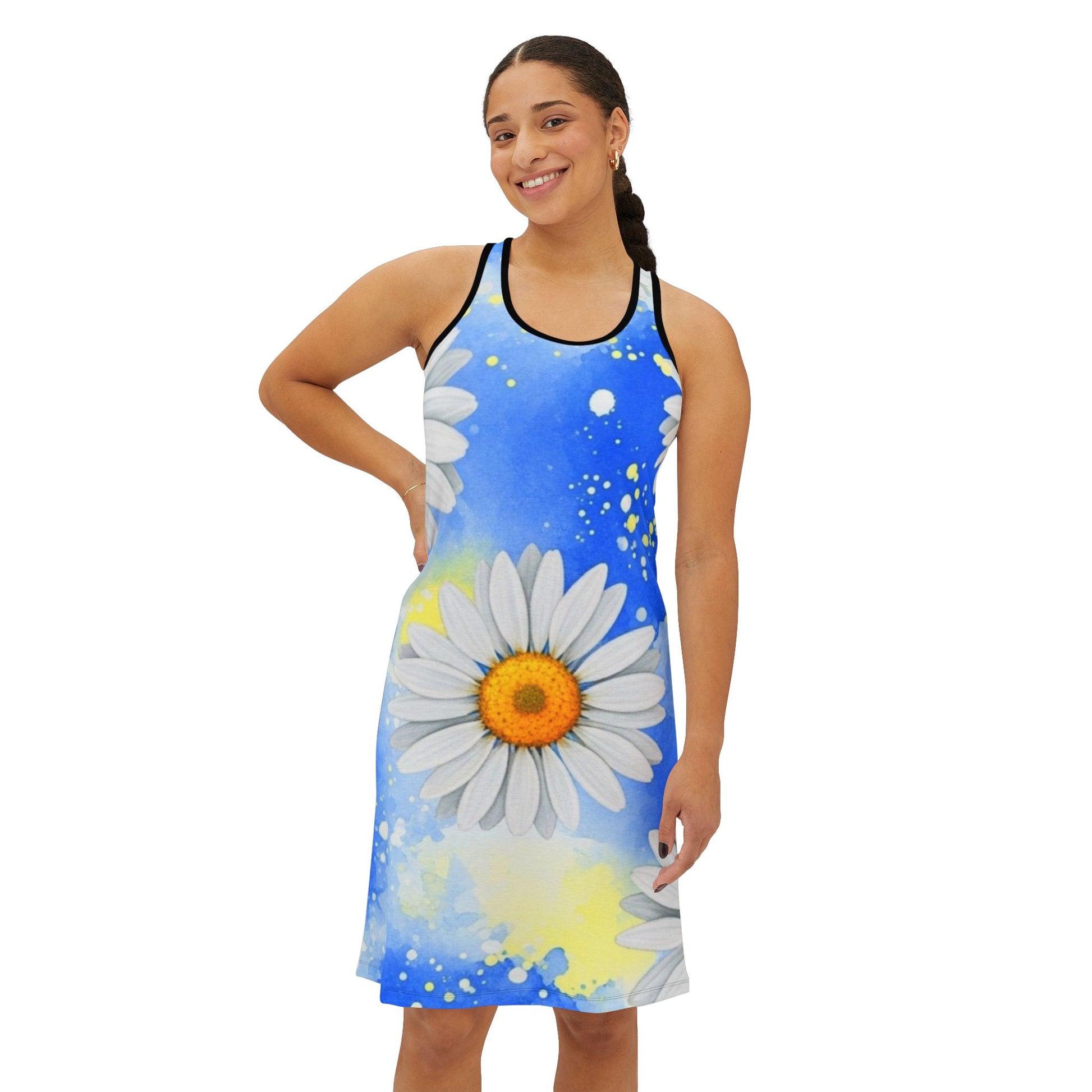 Daisies Women's Racerback Dress (AOP), Artsulli - Art is Long, Life is Short, Tank Top, , , , , , , 