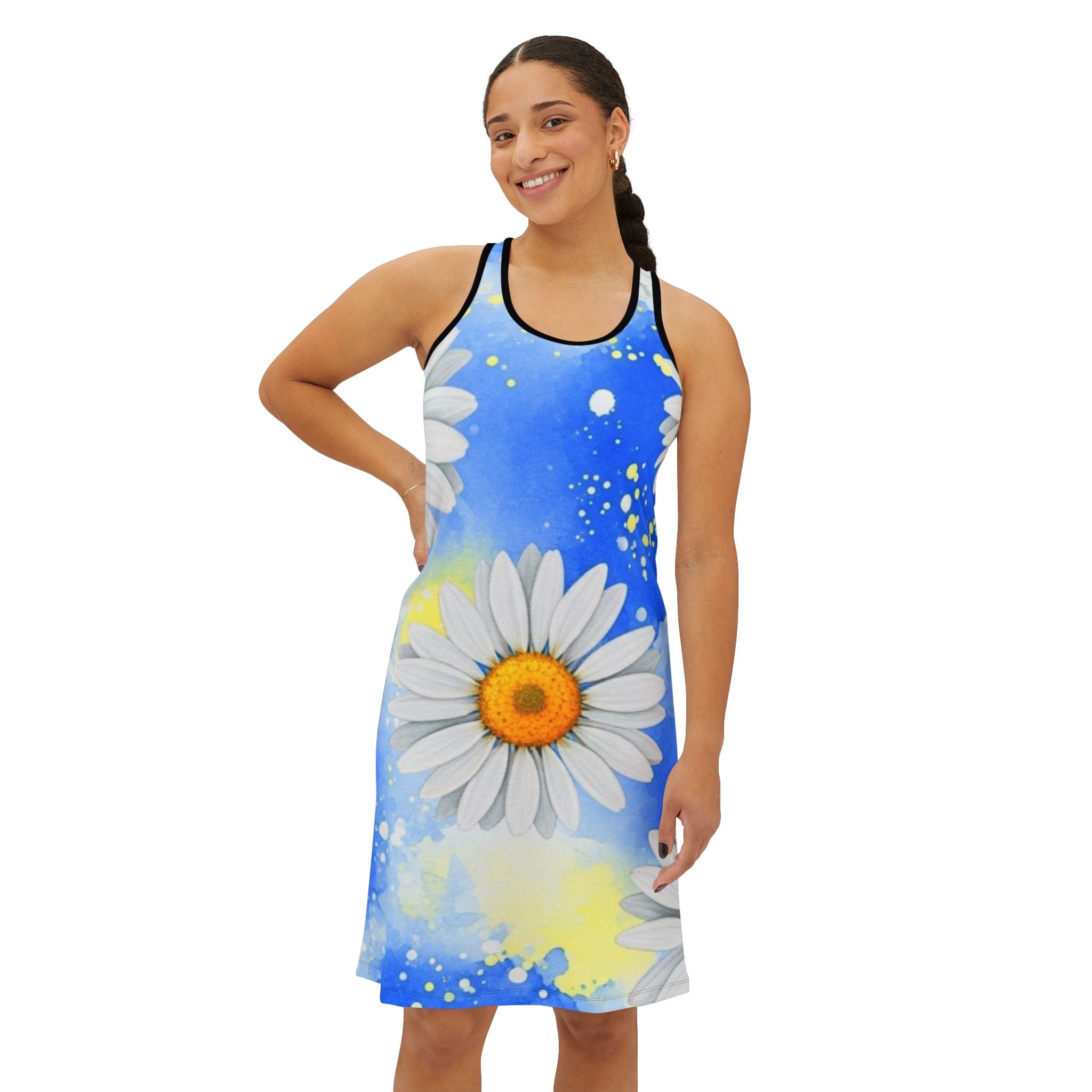 Daisies Women's Racerback Dress (AOP), Artsulli - Art is Long, Life is Short, Tank Top, , , , , , , 