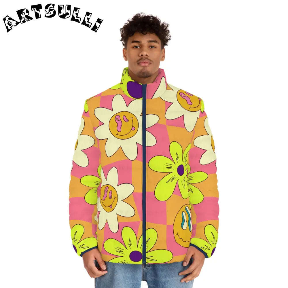 JAKKOUTTHEBXX Trippy Sour Face Rave Men’s Puffer Jacket (AOP)