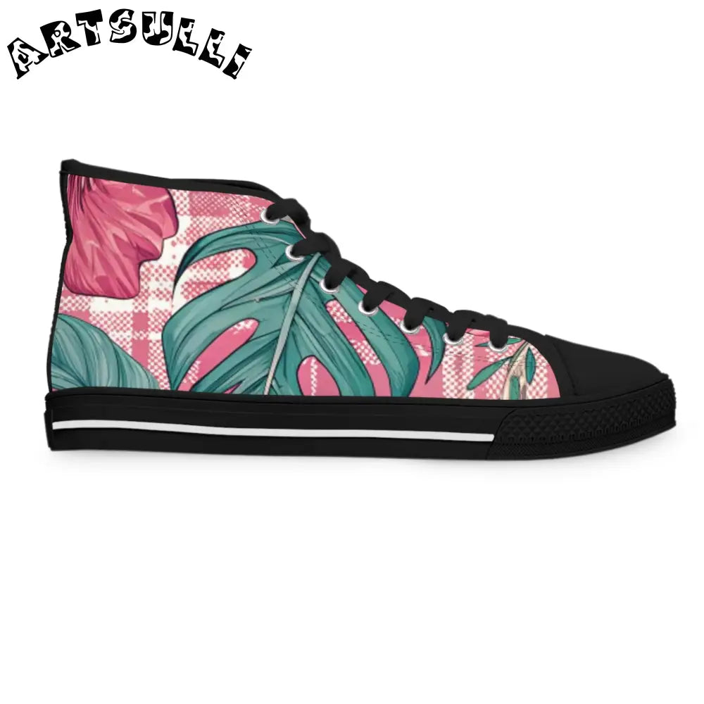 JAKKOUTTHEBXX Plaid x Floral Burgundy and Green Women’s High Top