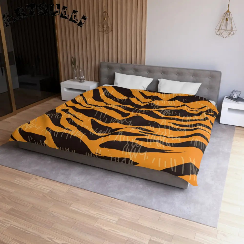 JAKKOUTTHEBXX Tiger Scratches Orange & Black Microfiber Duvet Cover