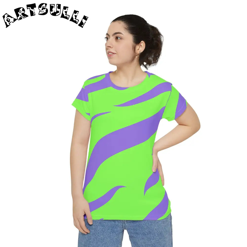 JAKKOUTTHEBXX Tyrannosaurus Print Green and Purple Women’s Short