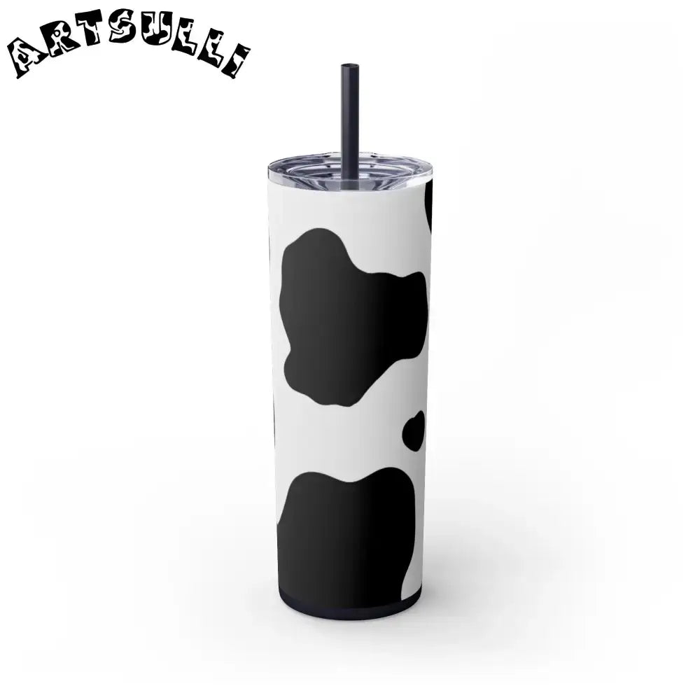 JAKKOUTTHEBXX White cow print skinny tumbler with clear lid