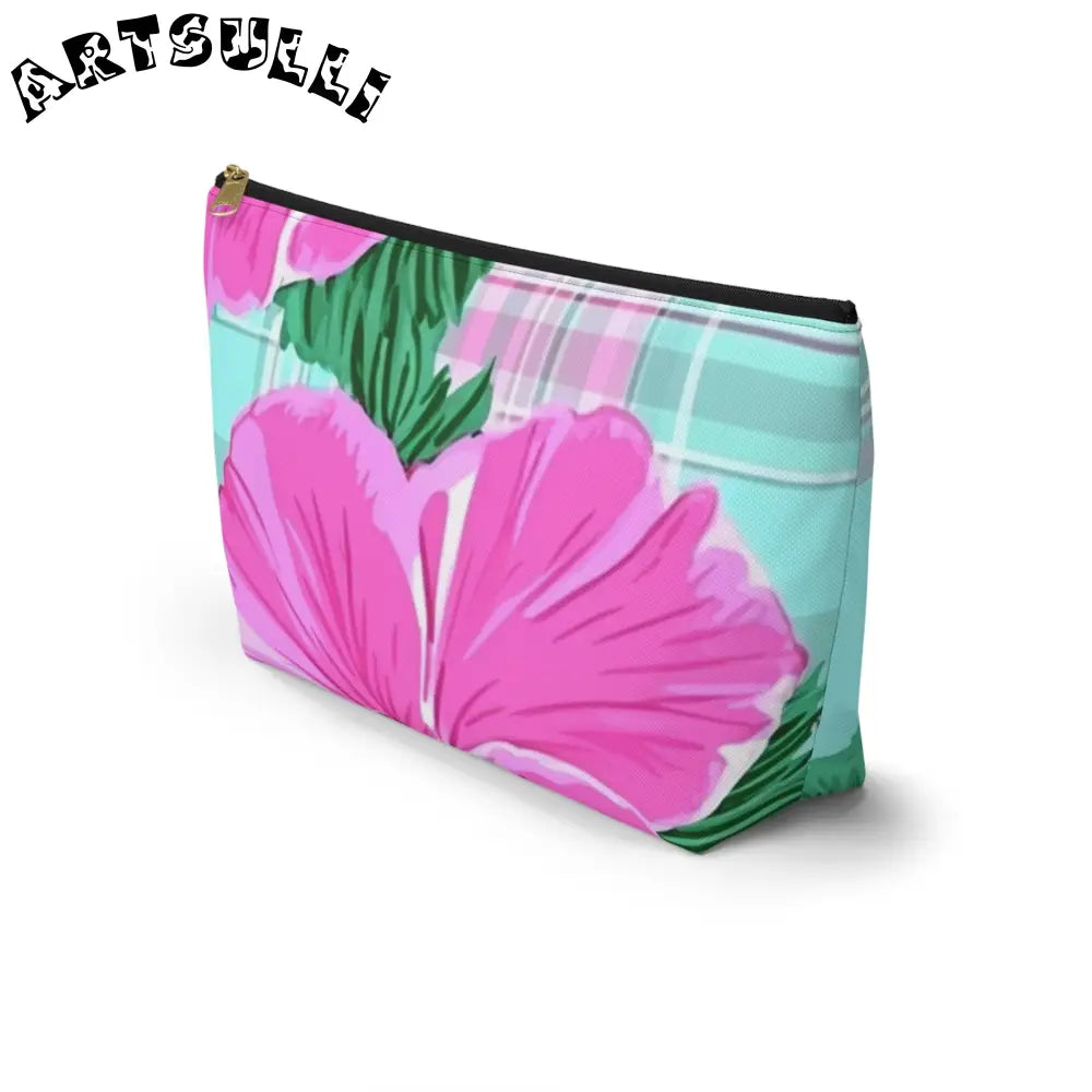 JAKKOUTTHEBXX Pink Floral Art Transferred Cosmetic Pouch