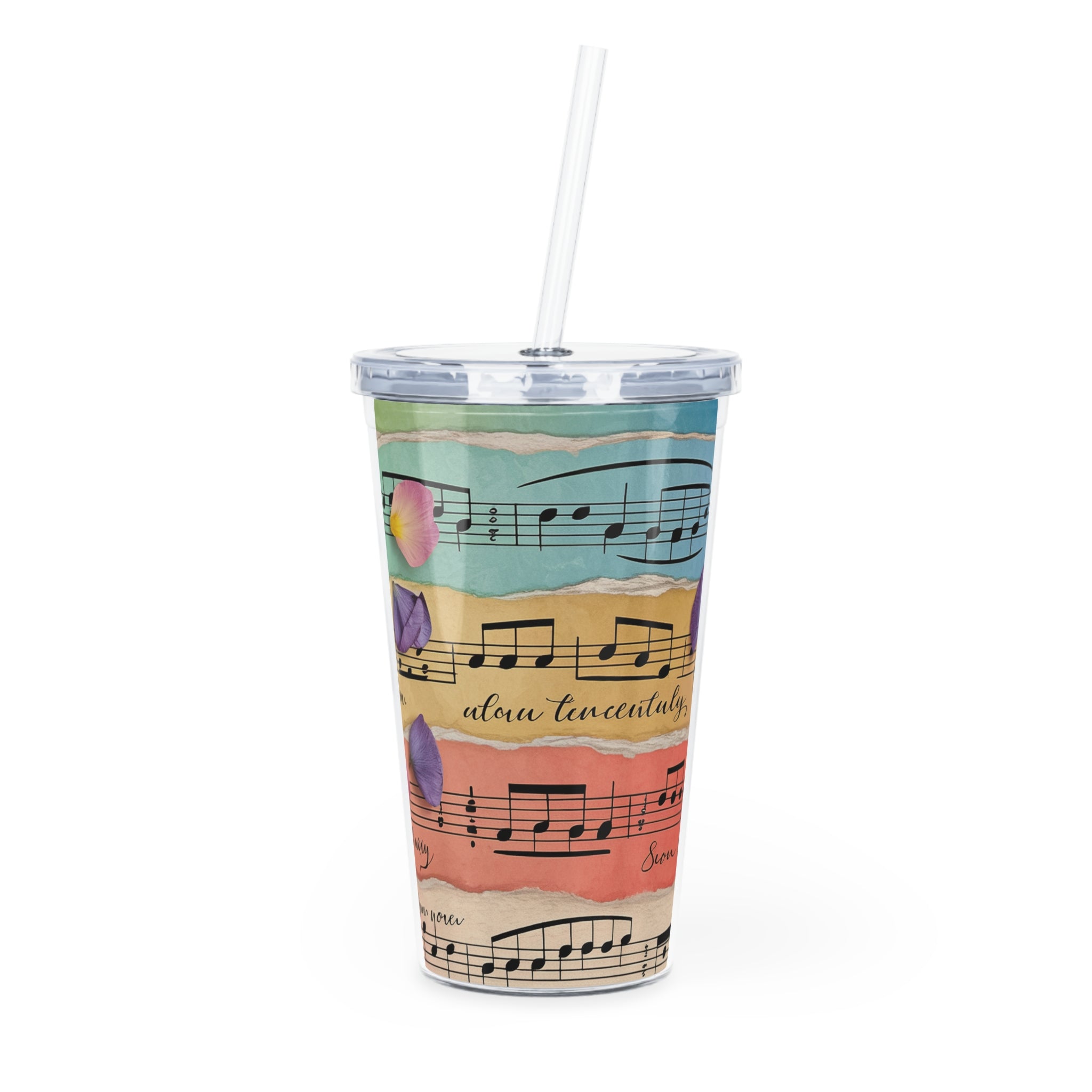 Torn Type Beat Sheet Music Multi-Color Plastic Tumbler with Straw, Artsulli - Art is Long, Life is Short, Mug, Size, 20oz, Color, Transparent, , , 26924139770505930492