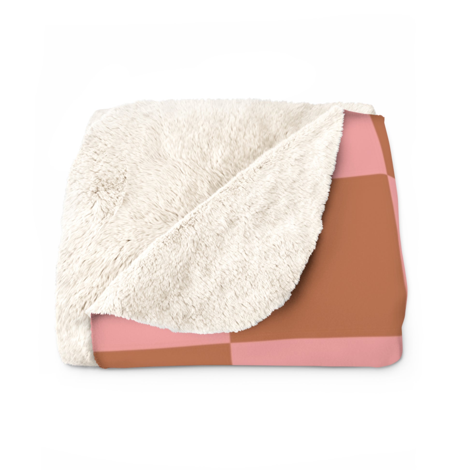 Chessboard Pink and Brown Sherpa Fleece Blanket, Artsulli - Art is Long, Life is Short, Home Decor, , , , , , , 