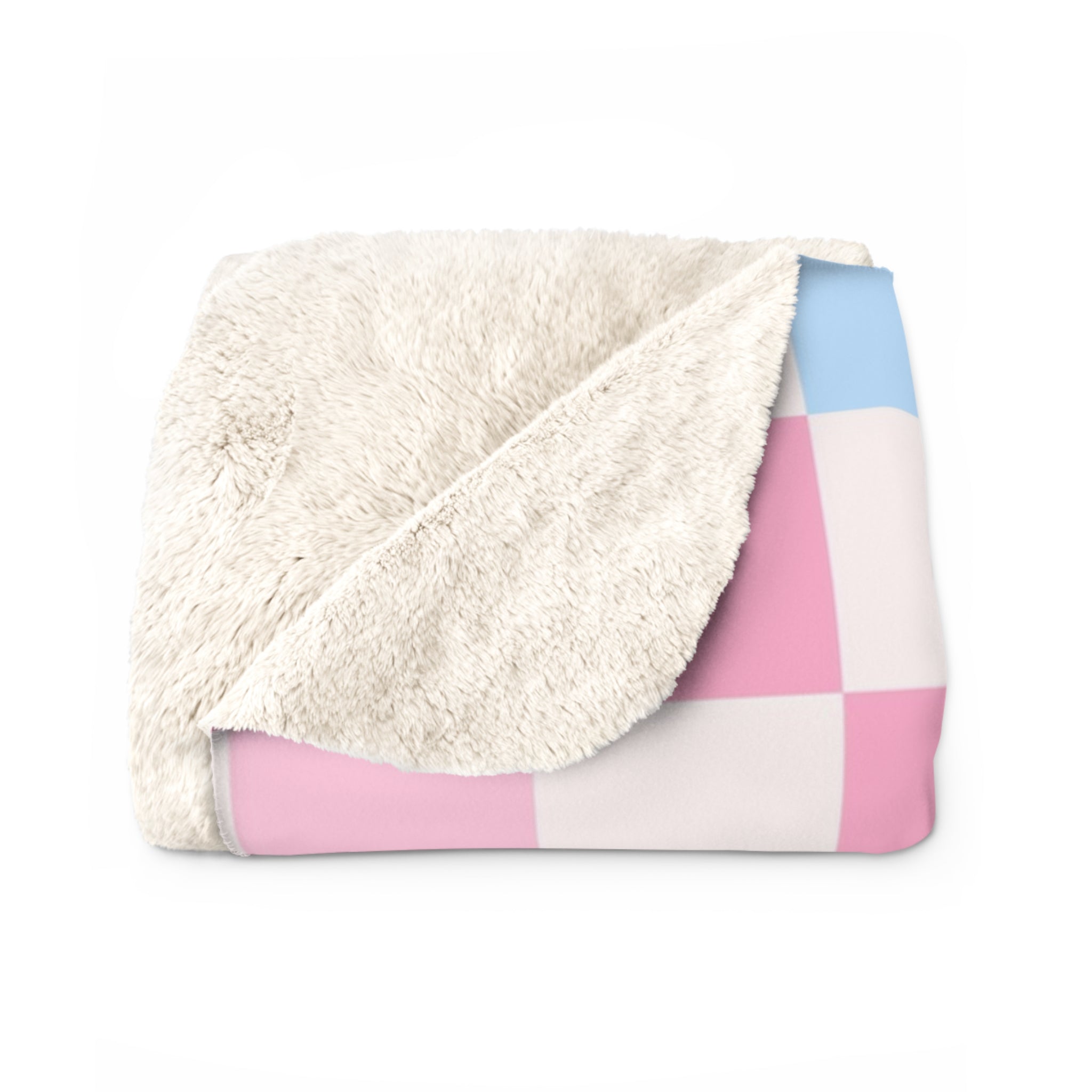 Checkerboard Pink and Blue Sherpa Fleece Blanket, Artsulli - Art is Long, Life is Short, Home Decor, , , , , , , 