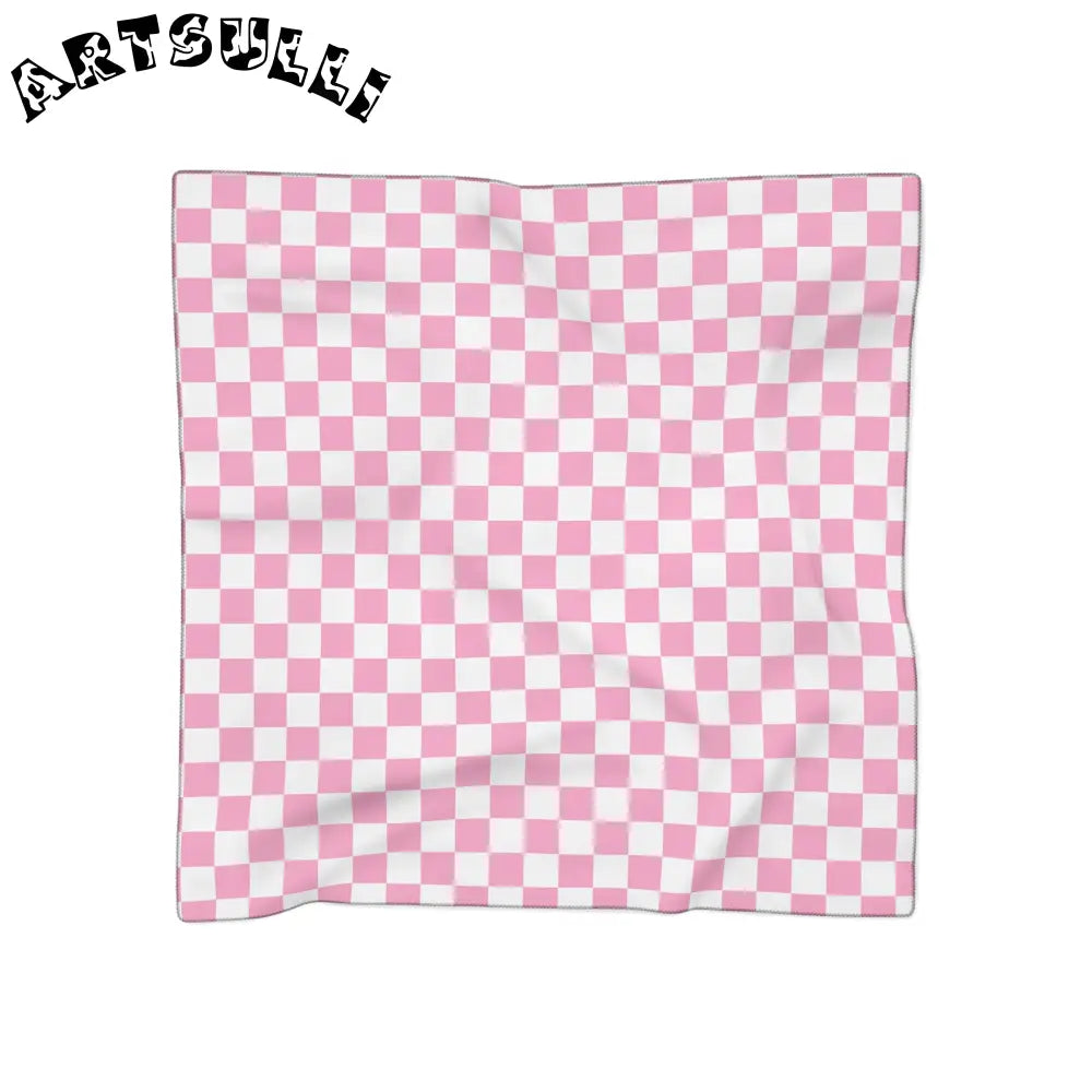 JAKKOUTTHEBXX Checkerboard II Hot Pink and White Poly Scarf