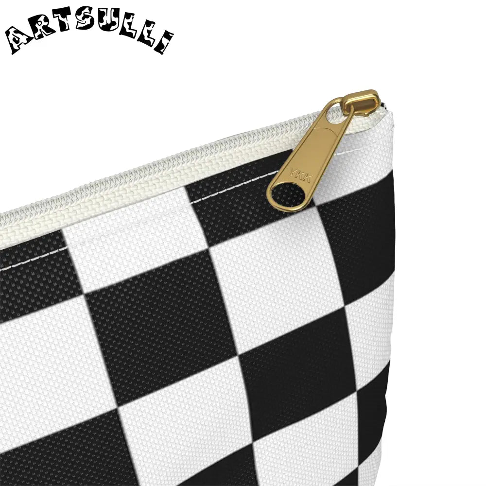 JAKKOUTTHEBXX Checkerboard White and Black Accessory Pouch
