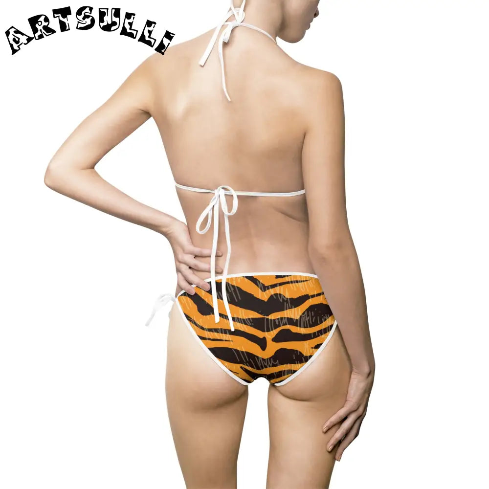 JAKKOUTTHEBXX Tiger Scratches Orange & Black Women’s Bikini Swimsuit