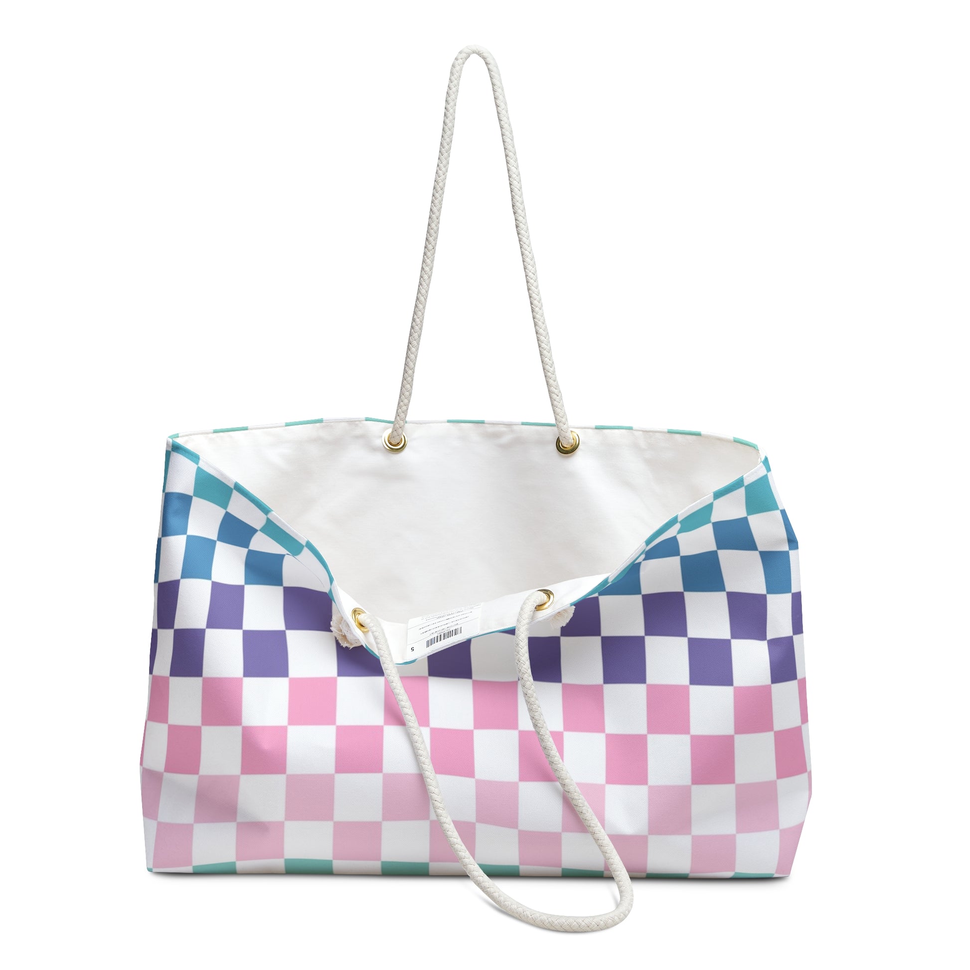 Vaporwave Rainbow  Checkerboard Multi-Color Weekender Bag, Artsulli - Art is Long, Life is Short, Bags, , , , , , , 