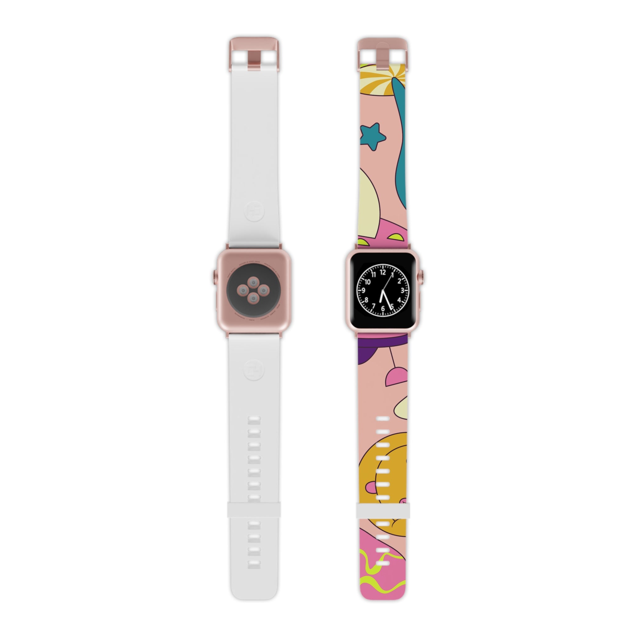 Trippy Spaceships Pink Watch Band for Apple Watch, Artsulli - Art is Long, Life is Short, Accessories, Size, 8'' × 0.75'' / 42 - 44 mm, Color, Rose Gold, , , 14069347762715