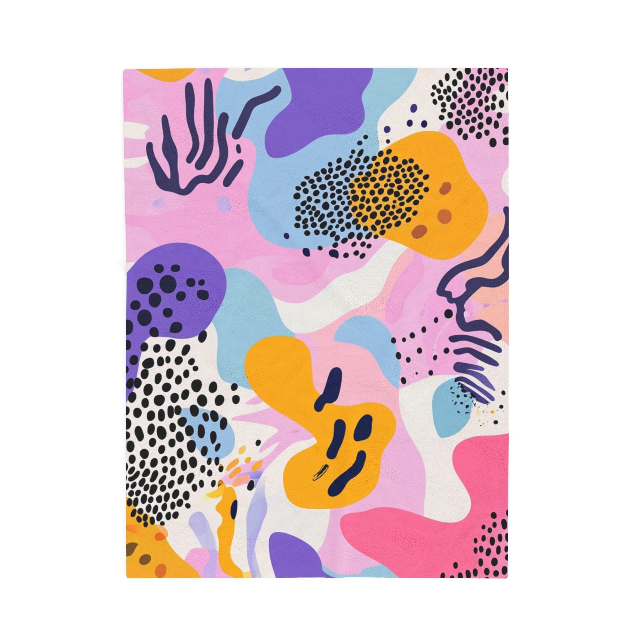Colorful Abstract Dots and Shapes II Velveteen Plush Blanket, Artsulli - Art is Long, Life is Short, All Over Prints, Size, 30" × 40", , , , , 25688300408505