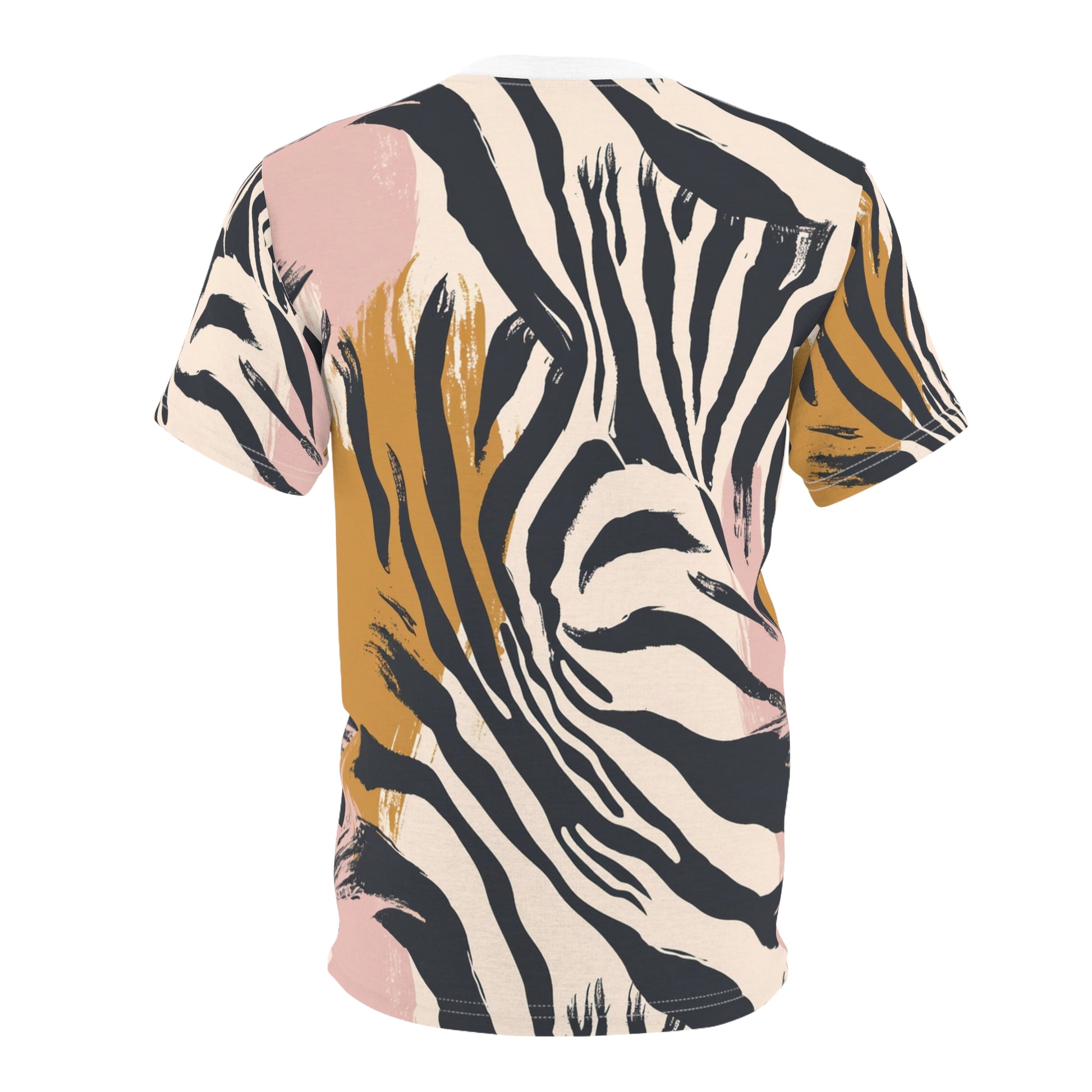 Beige Zebra Jungle Flats Unisex Cut & Sew Tee (AOP), Artsulli - Art is Long, Life is Short, All Over Prints, , , , , , , 