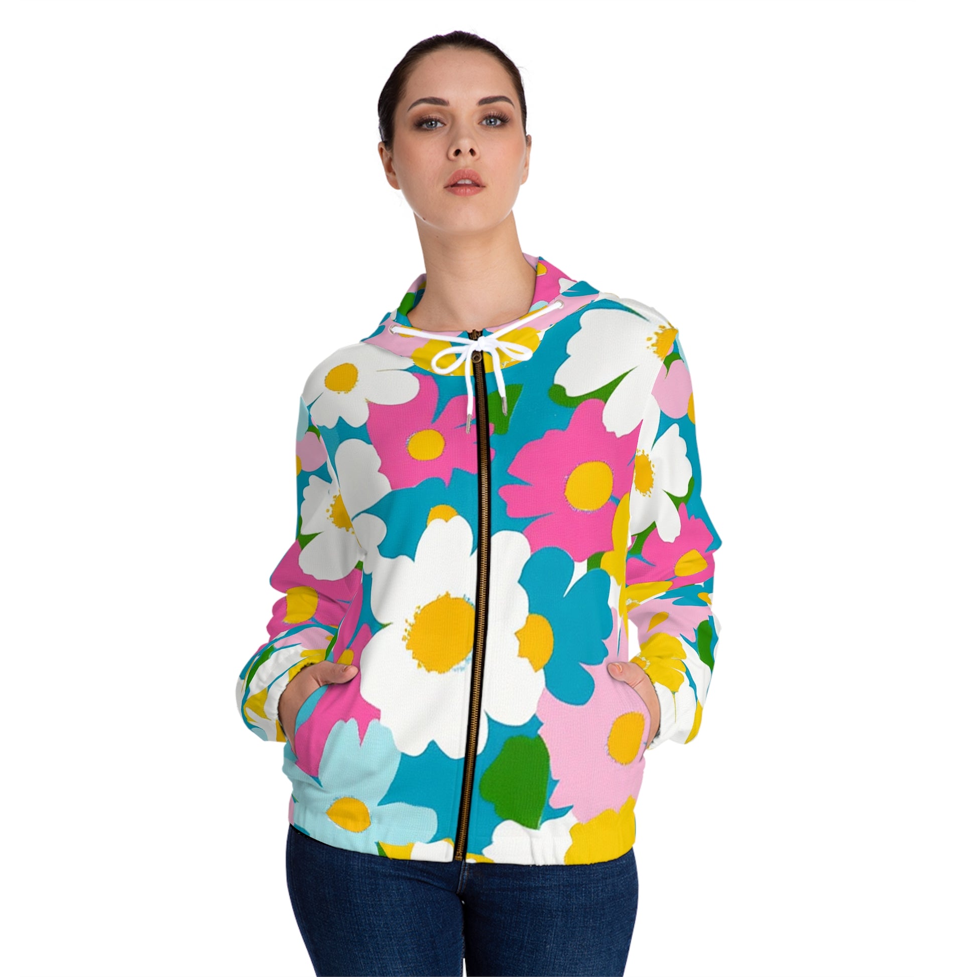 Flowers Women’s Full-Zip Hoodie (AOP), Artsulli - Art is Long, Life is Short, All Over Prints, , , , , , , 
