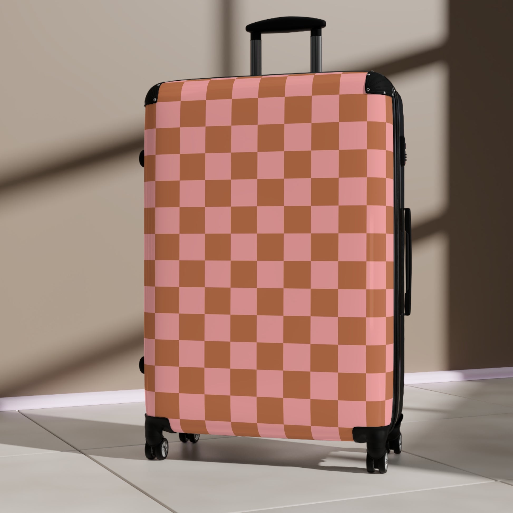 Chessboard II Pink and Brown  Suitcase, Artsulli - Art is Long, Life is Short, Bags, , , , , , , 