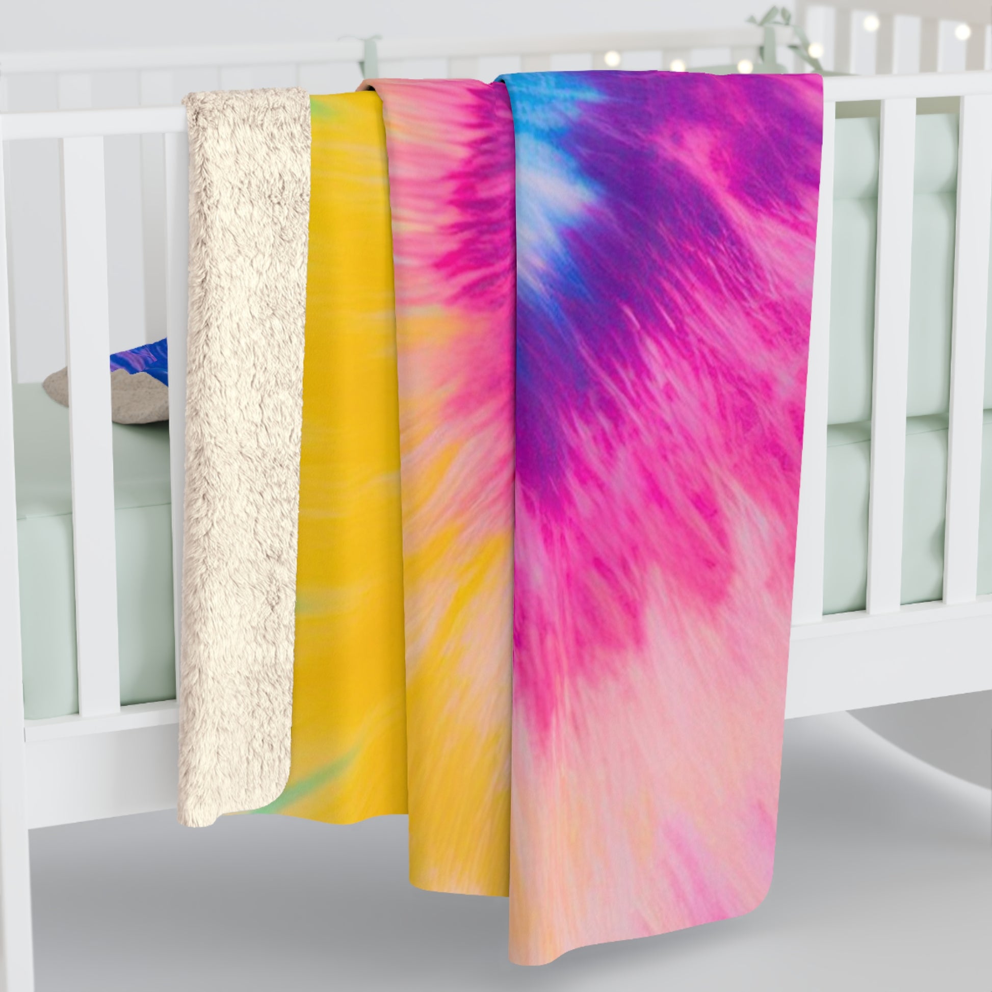 Psychedelic Tie Dye Sherpa Fleece Blanket, Artsulli - Art is Long, Life is Short, Home Decor, , , , , , , 
