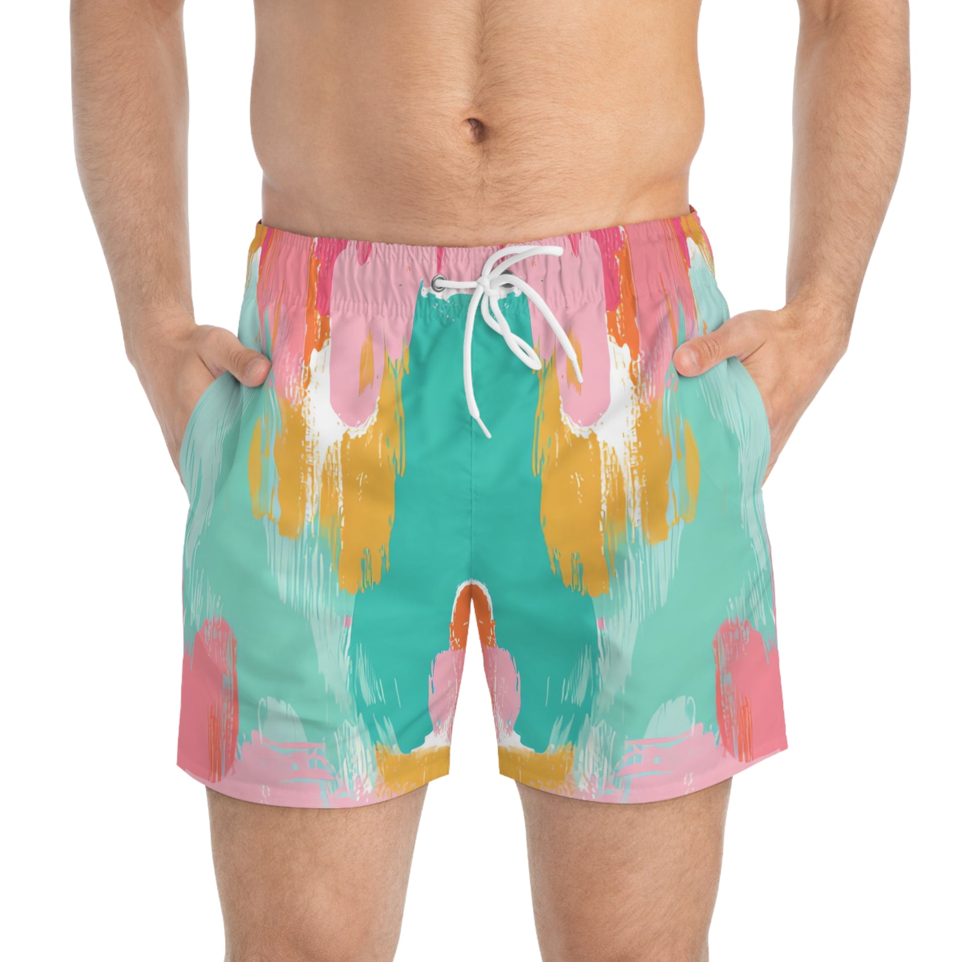 Preppy Pixel II Bloom Swim Trunks (AOP), Artsulli - Art is Long, Life is Short, All Over Prints, , , , , , , 