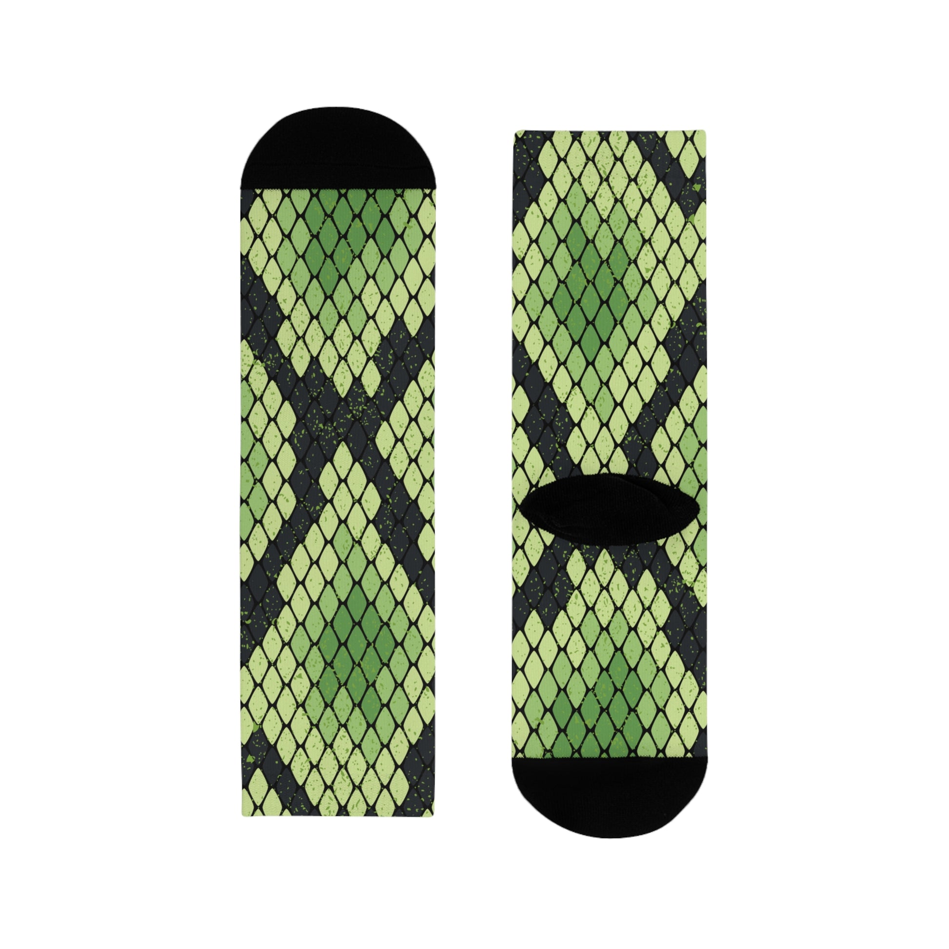 Snake Skin Green and Black Sublimation Crew Socks (EU), Artsulli - Art is Long, Life is Short, All Over Prints, , , , , , , 