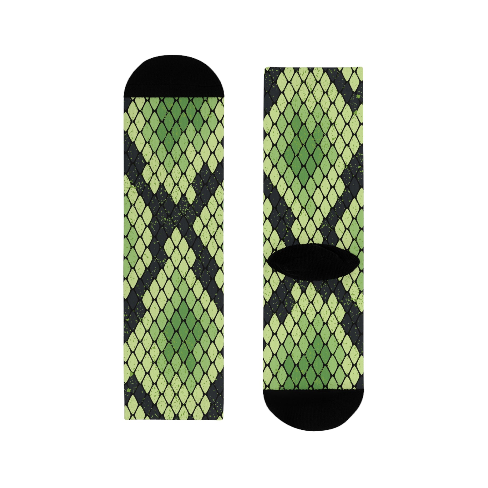 Snake Skin Green and Black Sublimation Crew Socks (EU), Artsulli - Art is Long, Life is Short, All Over Prints, , , , , , , 