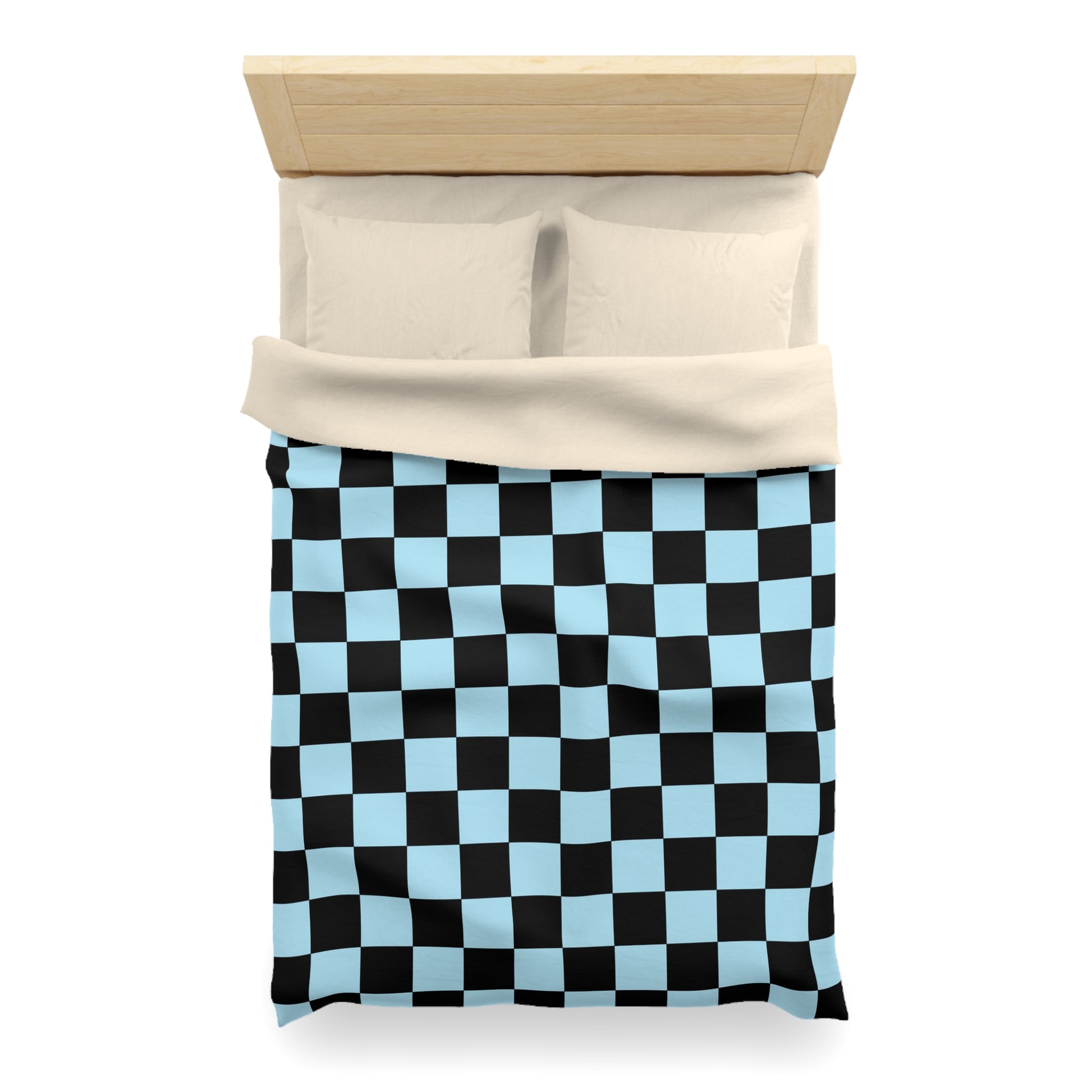 Checkerboard Black and Blue Microfiber Duvet Cover, Artsulli - Art is Long, Life is Short, Home Decor, , , , , , , 