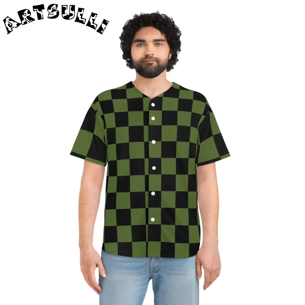JAKKOUTTHEBXX Checkerboard Olive Green and Black Men’s Baseball