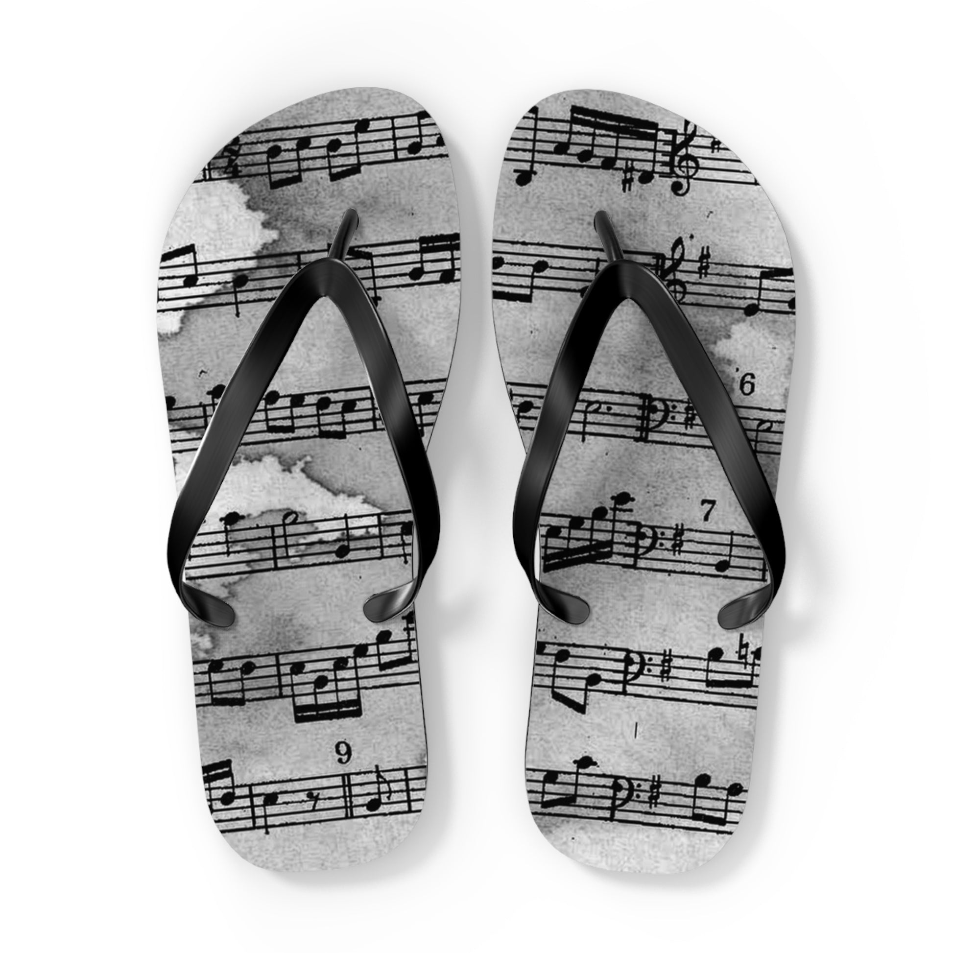 Drip Spill Type Beat Sheet Music Black Flip Flops, Artsulli - Art is Long, Life is Short, Shoes, Size, XL, Color, Black sole, , , 18729447072097994427