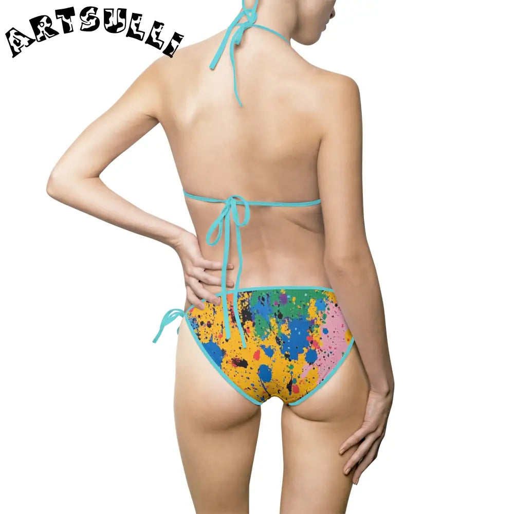 JAKKOUTTHEBXX The Colors Of Paint Splatter Women’s Bikini Swimsuit