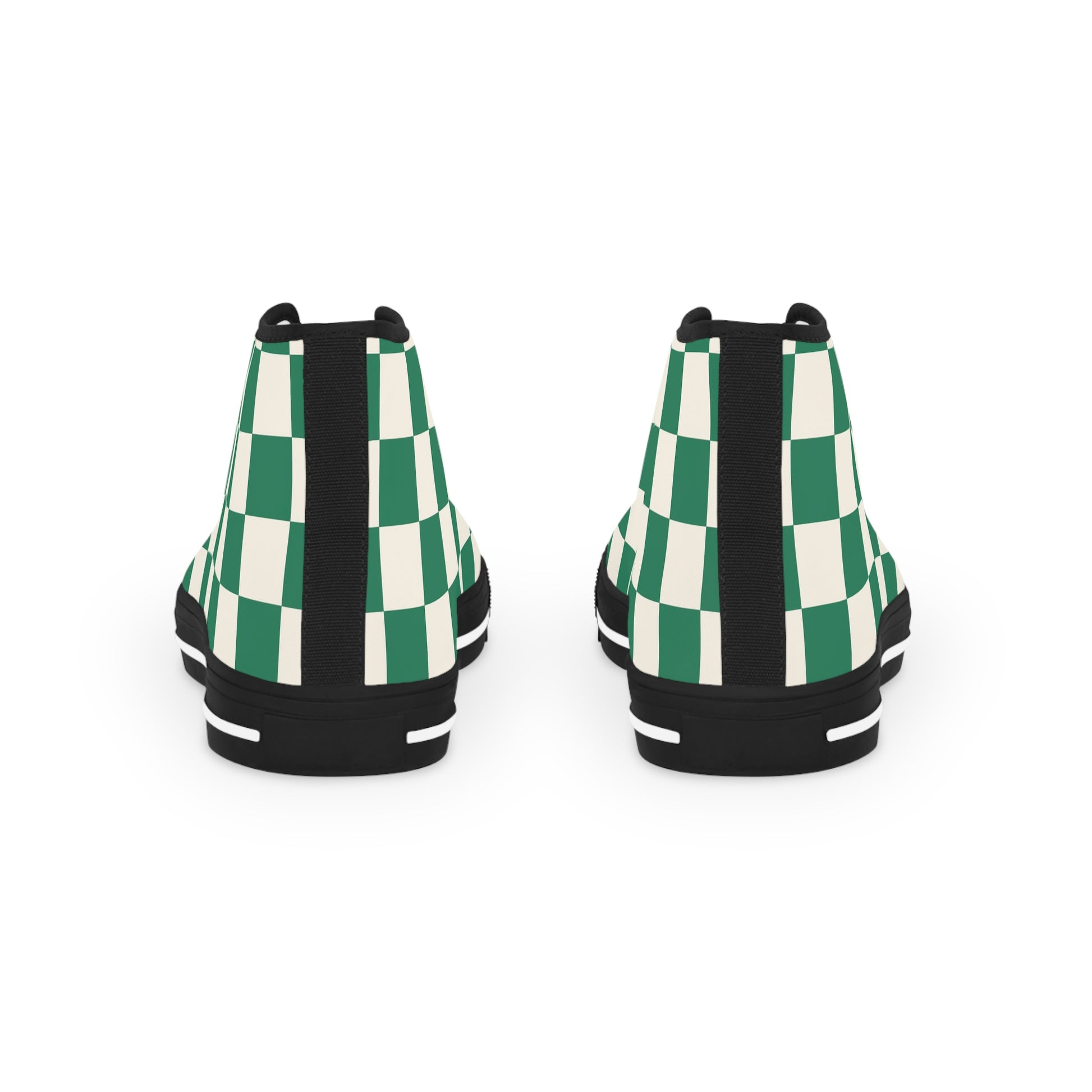 Checkerboard Dark Green Men's High Top Sneakers, Artsulli - Art is Long, Life is Short, Shoes, , , , , , , 