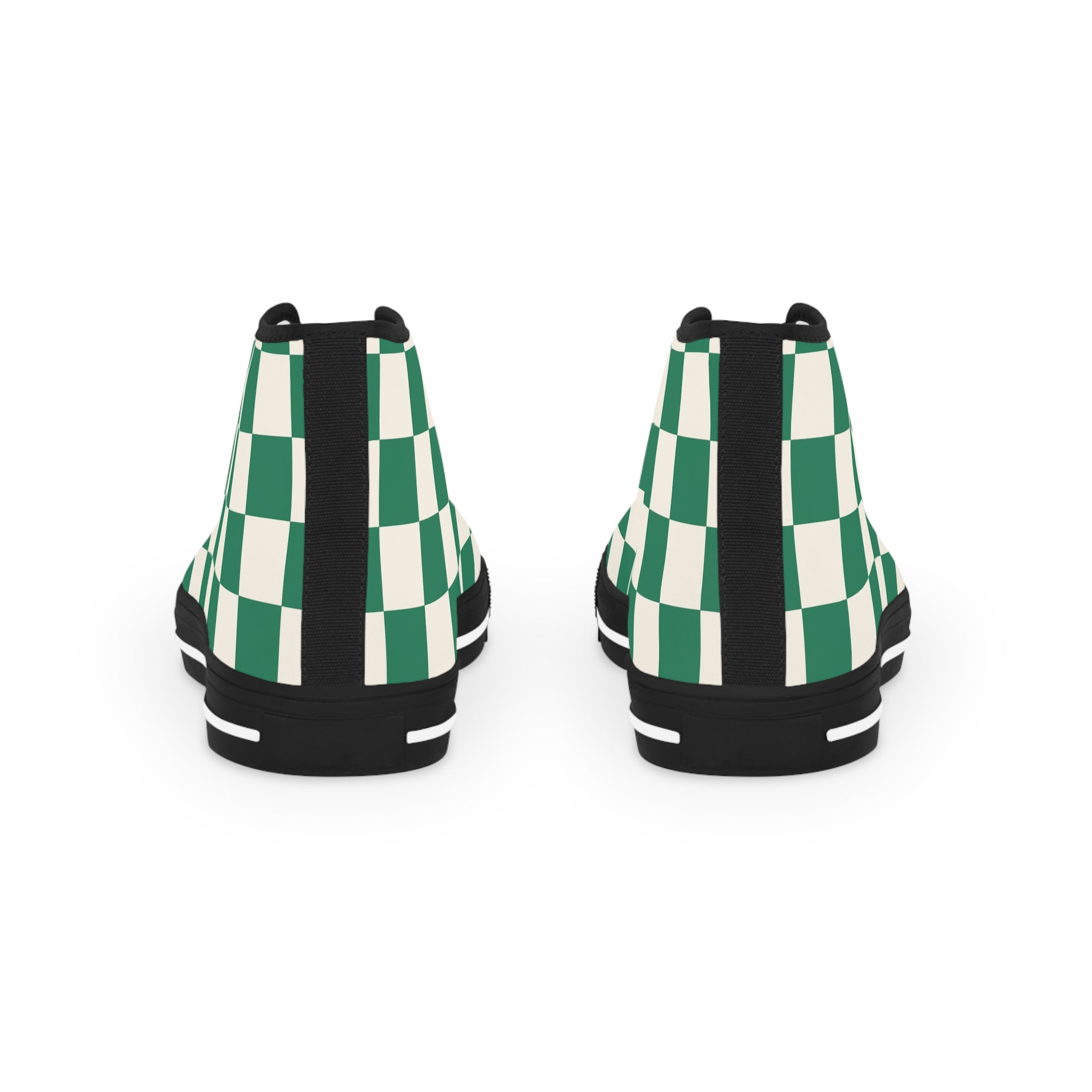 Checkerboard Dark Green Men's High Top Sneakers, Artsulli - Art is Long, Life is Short, Shoes, , , , , , , 