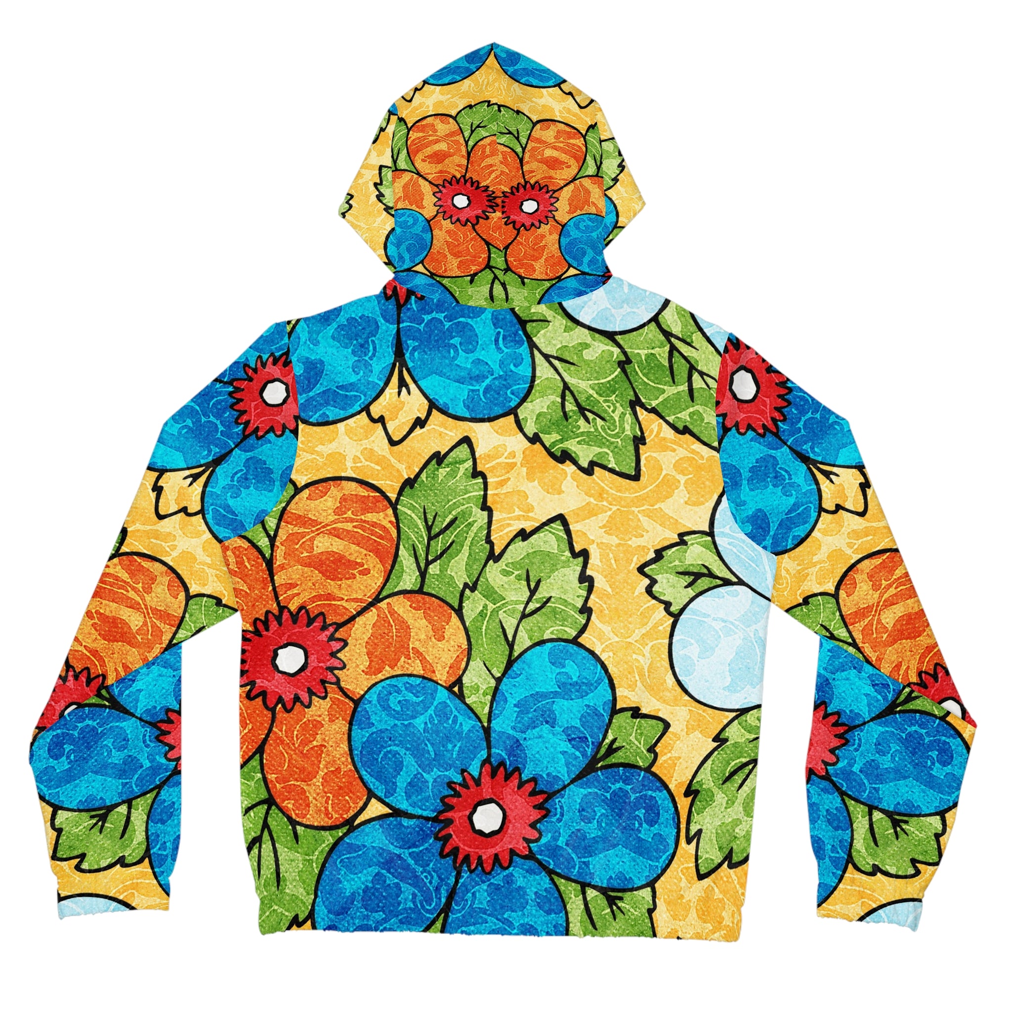 Groovy Yellow Floral Kl Women’s Full-Zip Hoodie (AOP), Artsulli - Art is Long, Life is Short, All Over Prints, , , , , , , 