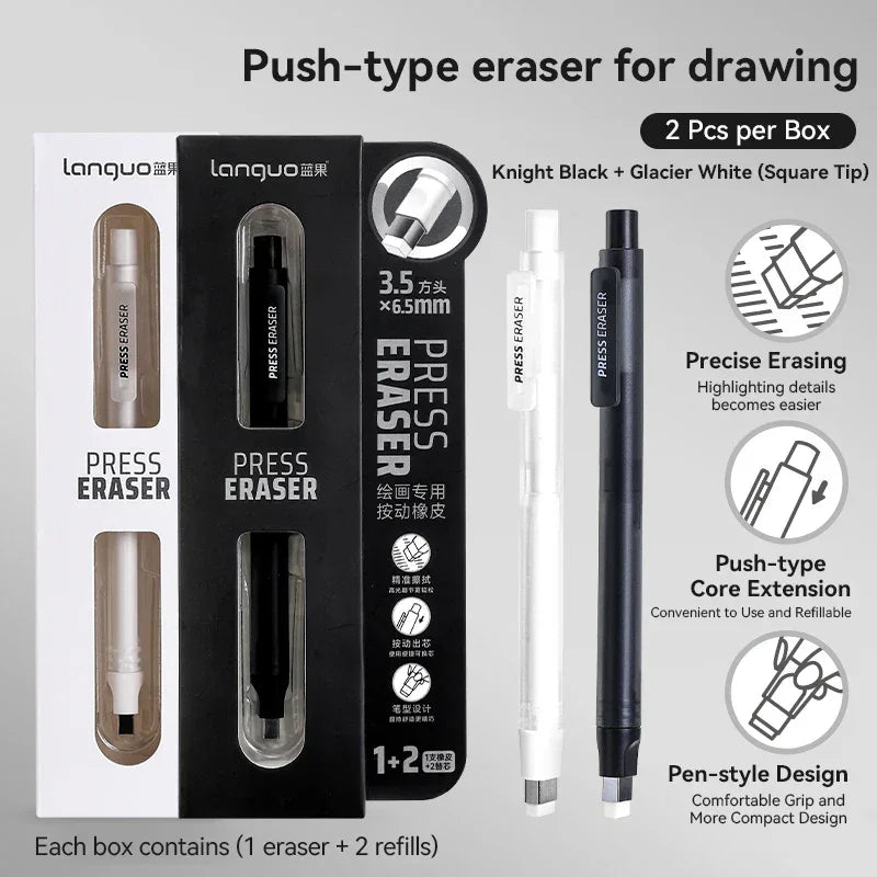 Buy The Best By Artsulli - Art is Long Life Short - Eraser Mechanical Rubber Refillable Pen Sketch Drawing Press Retractable Pencil