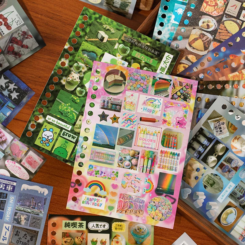 20/30 Sheets Die cut Japanese Stationery Stickers book Retro Cartoon Decorative Sticker handmade Scrapbooking Journal Supplies