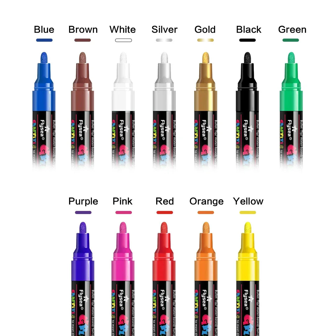 Buy The Best By Artsulli - Art is Long Life Short - 12/18/24Pcs/Set Acrylic Graffiti Marker for Fabric Canvas Rock Glass Wood Medium Tip