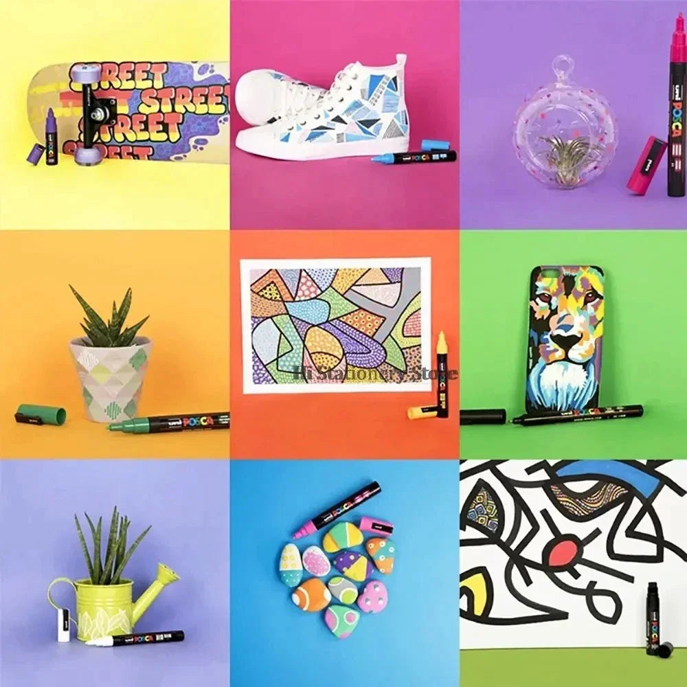 16pcs Japan UNI POSCA Markers Set Acrylic Graffiti Drawing Permanent Waterproof Children's Drawing PC-3M/1M/5M Art Supplies