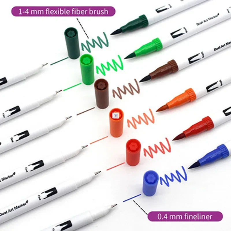 Buy The Best By Artsulli - Art is Long Life Short - 12-120 Colors Double Sided Marker Pens Set Water Based Washable Ink School Drawing