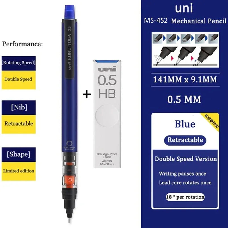 Buy The Best By Artsulli - Art is Long Life Short - Japan UNI Mechanical Pencil KURUTOGA 0.5mm Non Breakable Lead Drawing Activity M5-452
