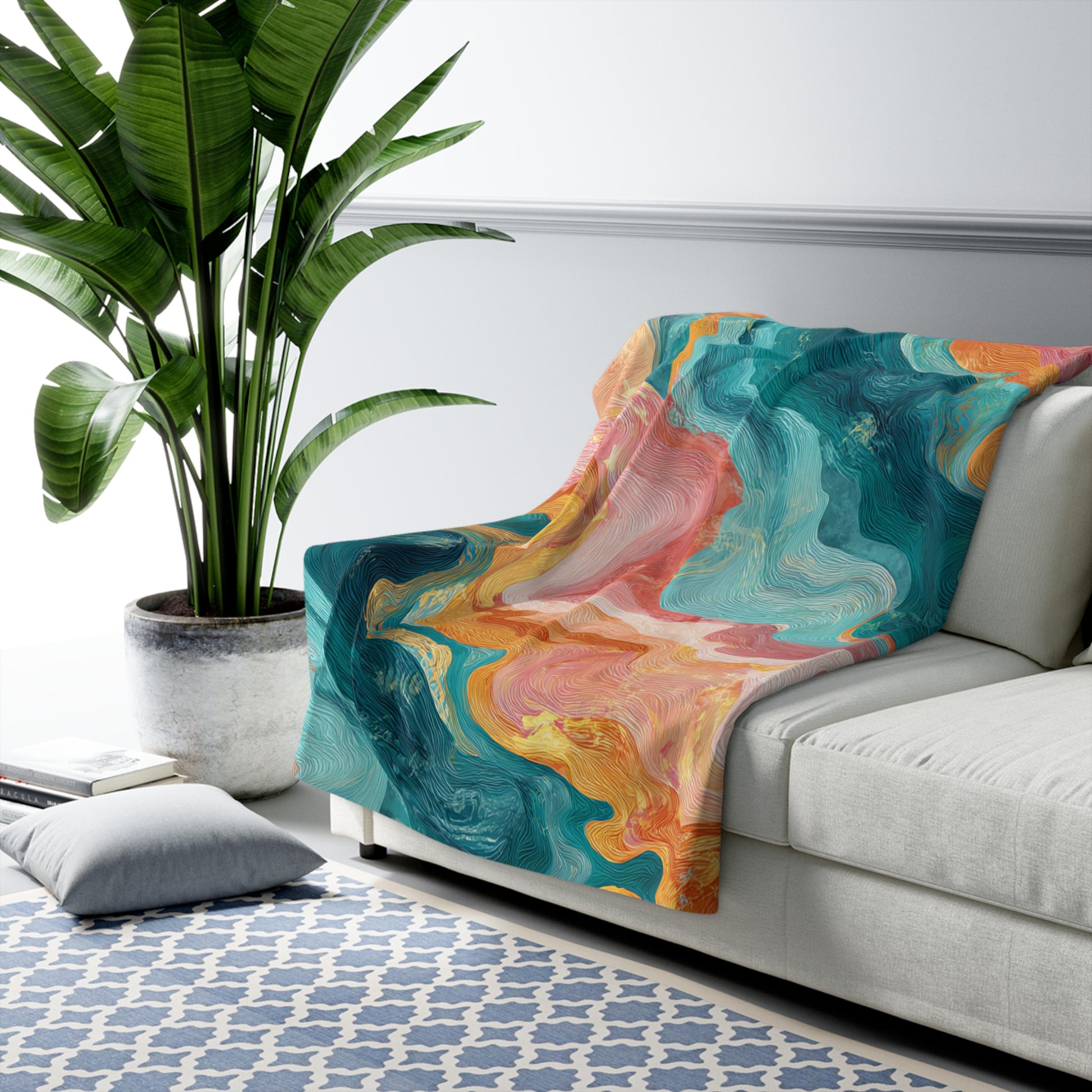 Liquid Marble Spill Sherpa Fleece Blanket, Artsulli - Art is Long, Life is Short, Home Decor, , , , , , , 