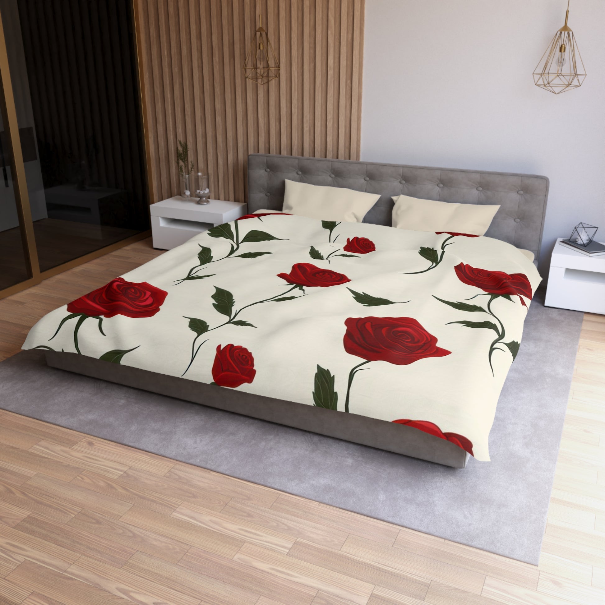 Red Roses Microfiber Duvet Cover, Artsulli - Art is Long, Life is Short, Home Decor, , , , , , , 