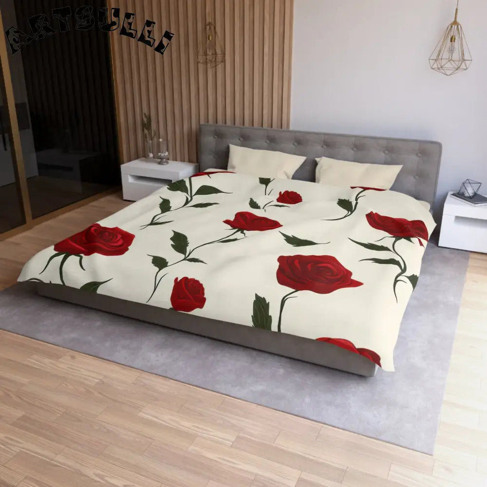 JAKKOUTTHEBXX Red Roses Microfiber Duvet Cover JAKKOUTTHEBXX