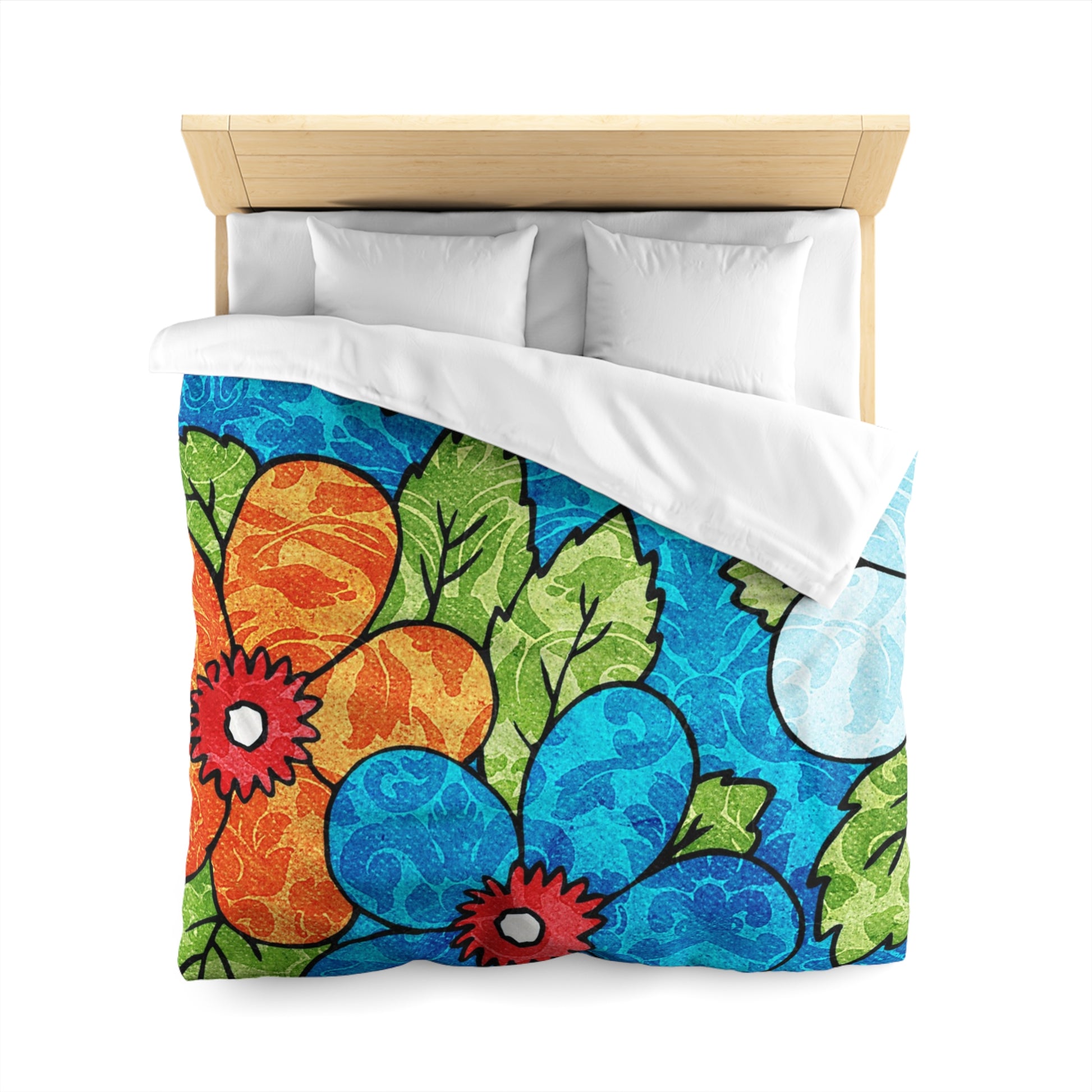 Blue Orange Groovy Microfiber Duvet Cover, Artsulli - Art is Long, Life is Short, Home Decor, , , , , , , 