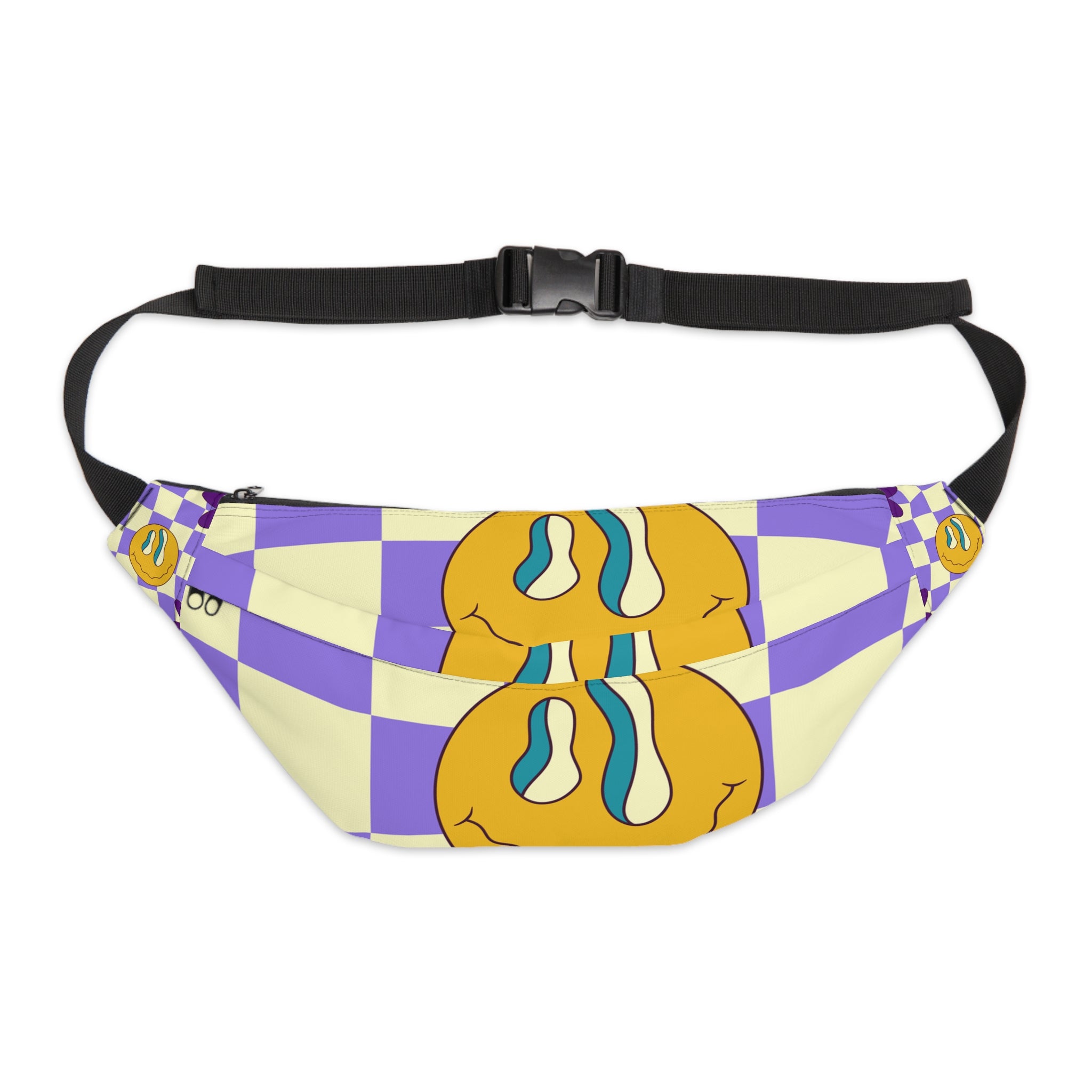 Trippy Flower Power Motifs Large Fanny Pack, Artsulli - Art is Long, Life is Short, Bags, Size, 8" × 9" × 4'', , , , , 13675082519635