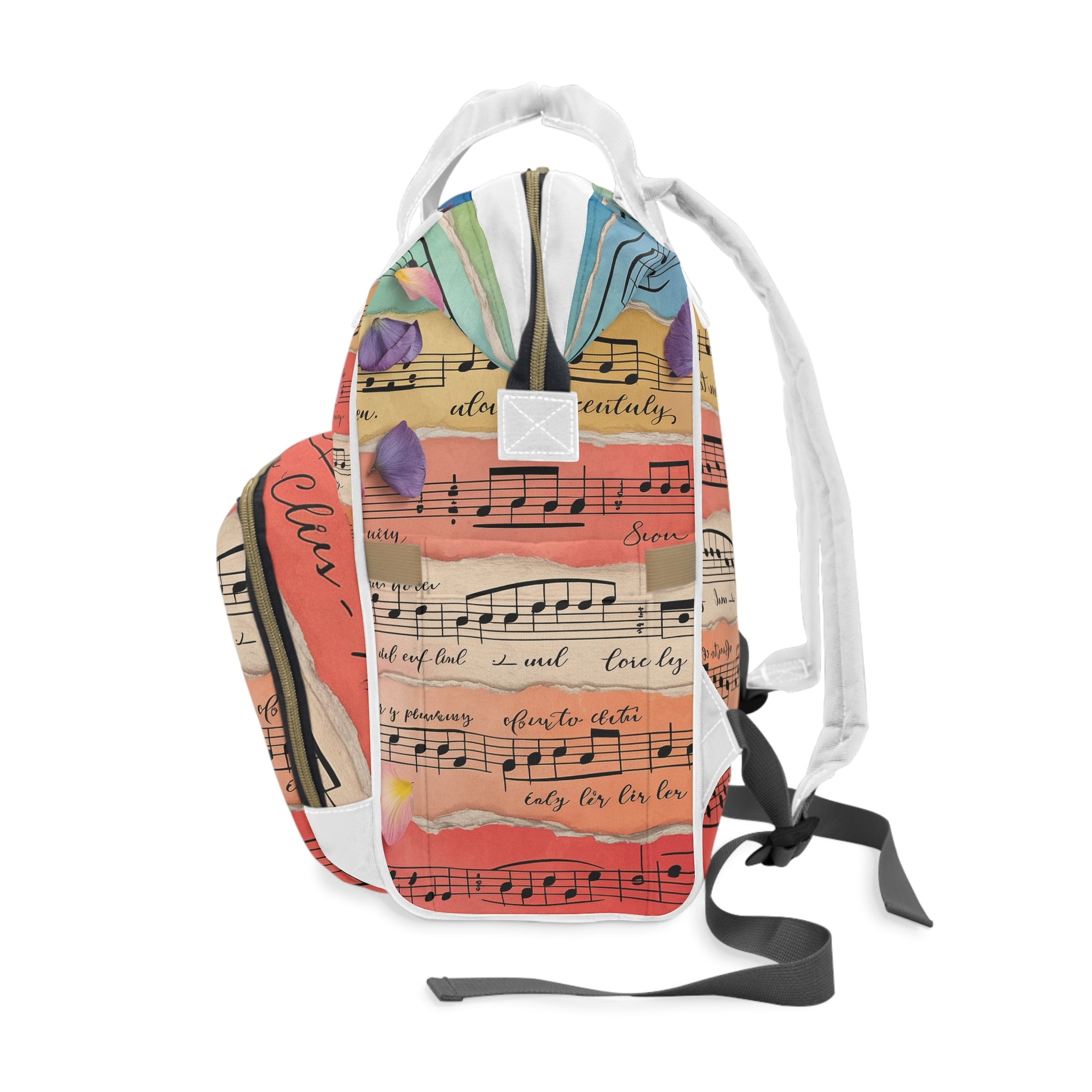 Torn Type Beat Sheet Music Multi-Color Multifunctional Diaper Backpack, Artsulli - Art is Long, Life is Short, Bags, , , , , , , 
