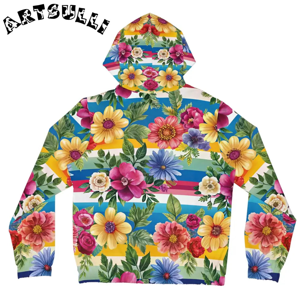 JAKKOUTTHEBXX Colorful Floral Stripe Women’s Zip Hoodie 2025