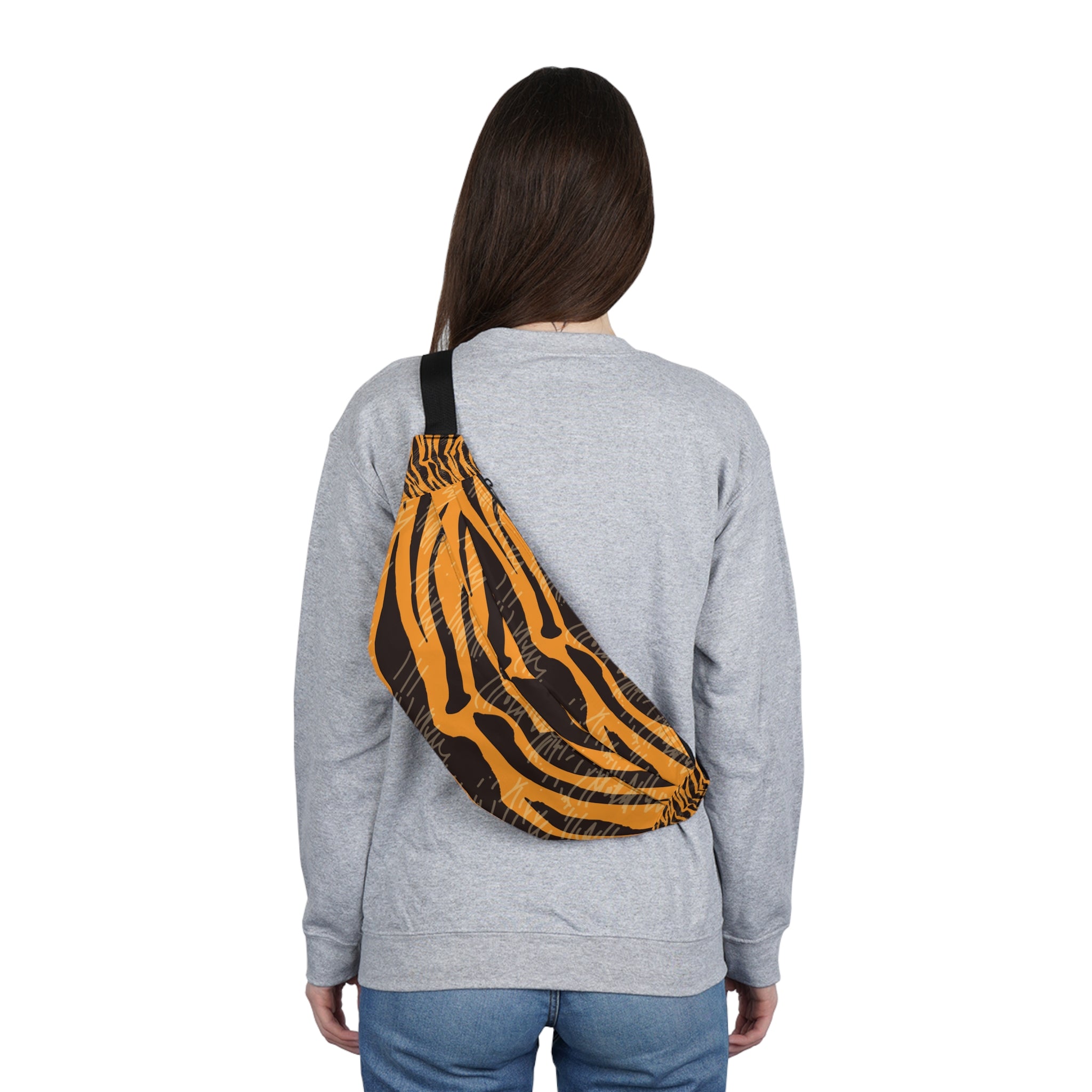 Tiger Scratches Orange & Black Large Fanny Pack, Artsulli - Art is Long, Life is Short, Bags, , , , , , , 